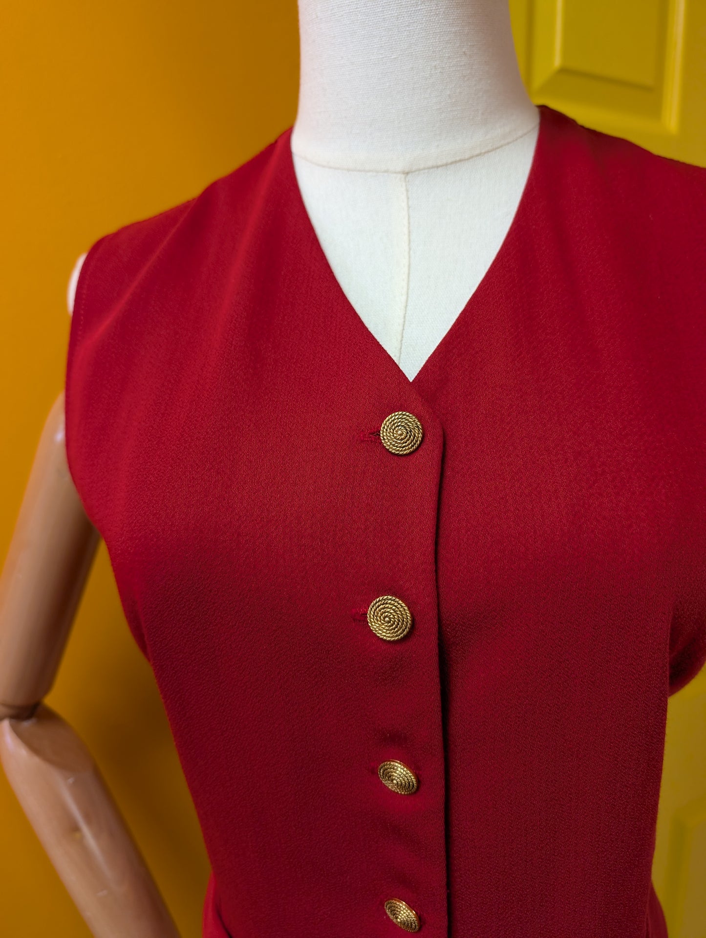 1980s Ego red waistcoat - S