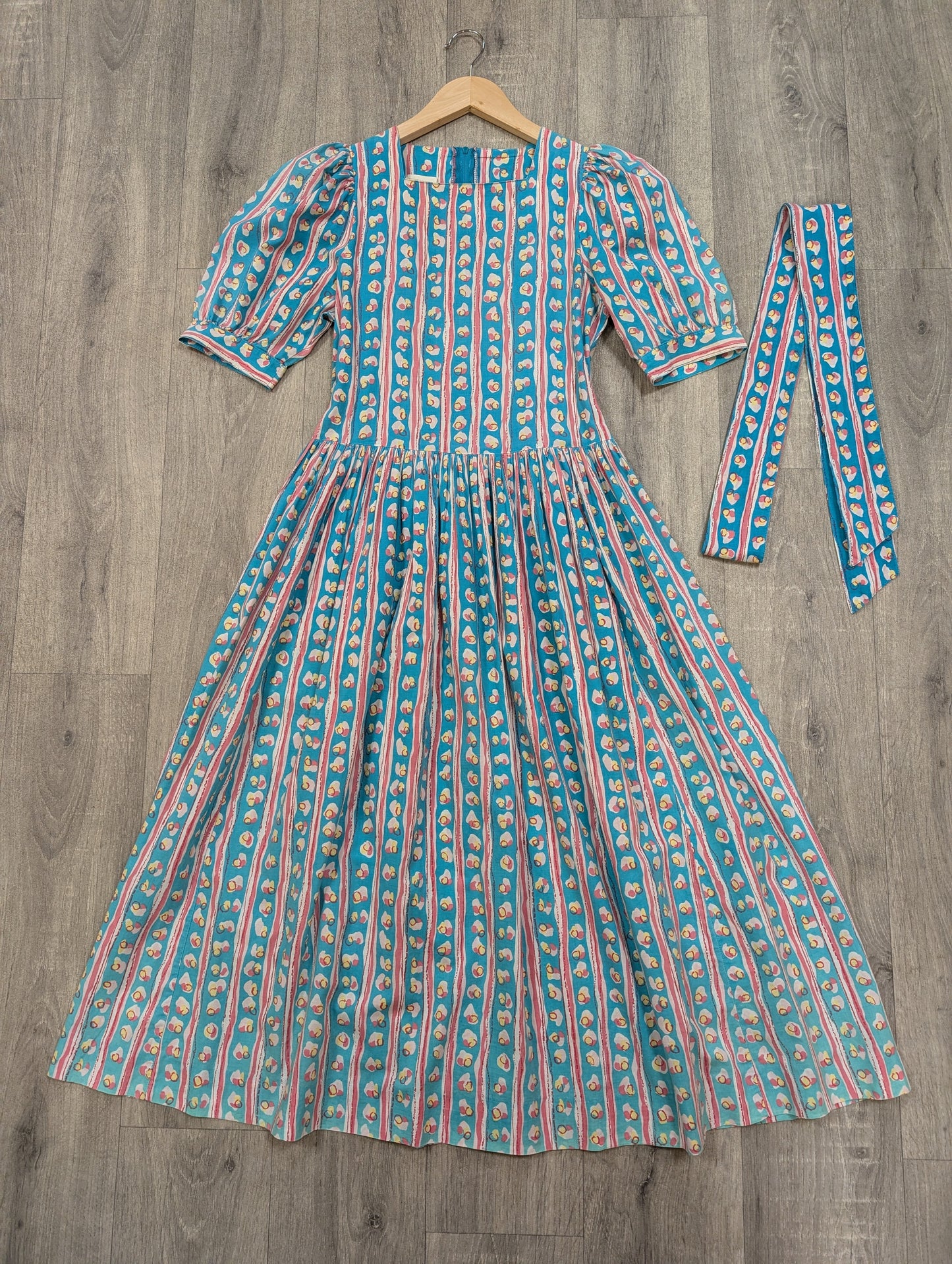 1980s Laura Ashley cotton dress & belt - S/8