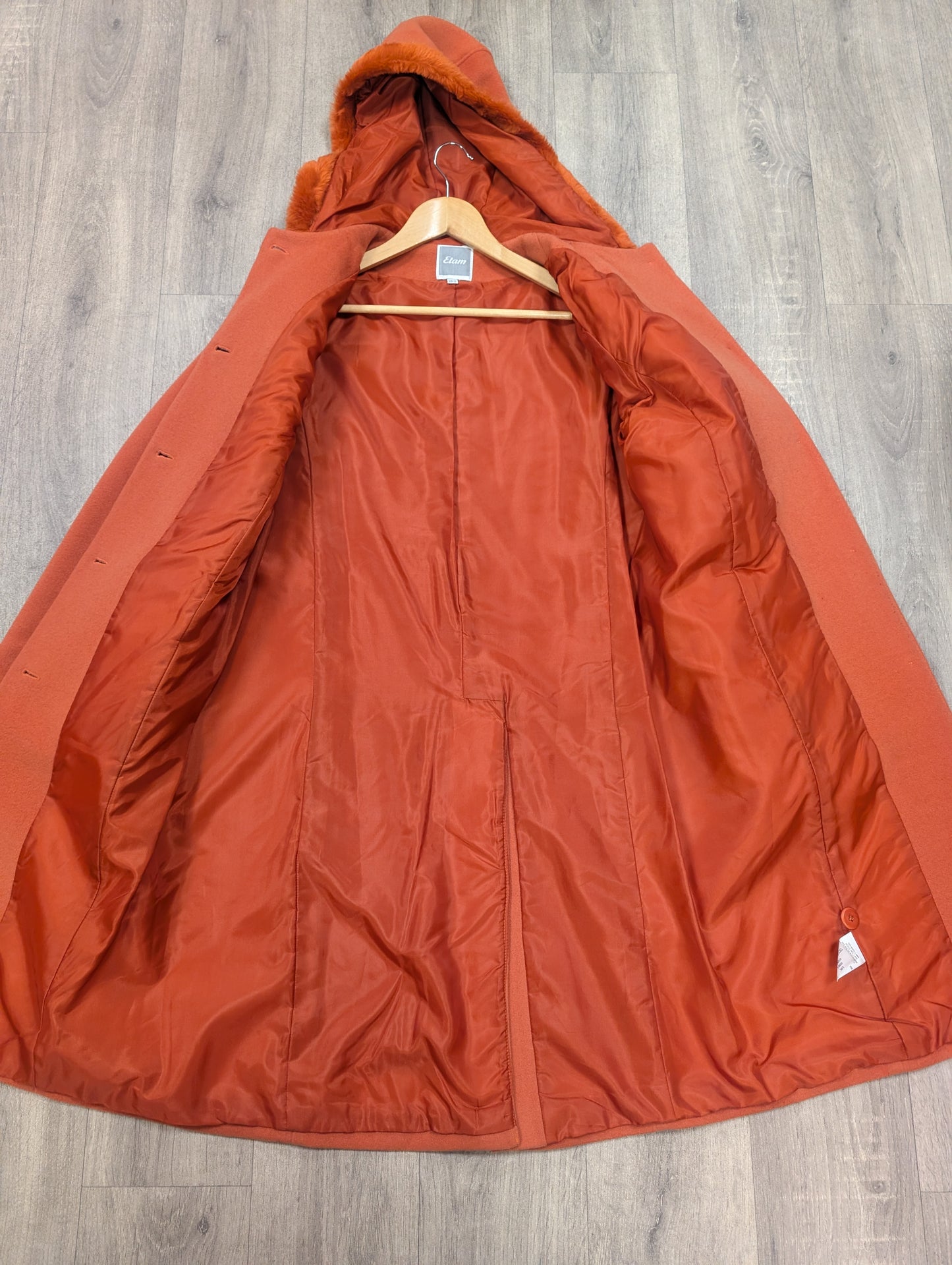 1990s Etam wool and cashmere blend hooded coat - M