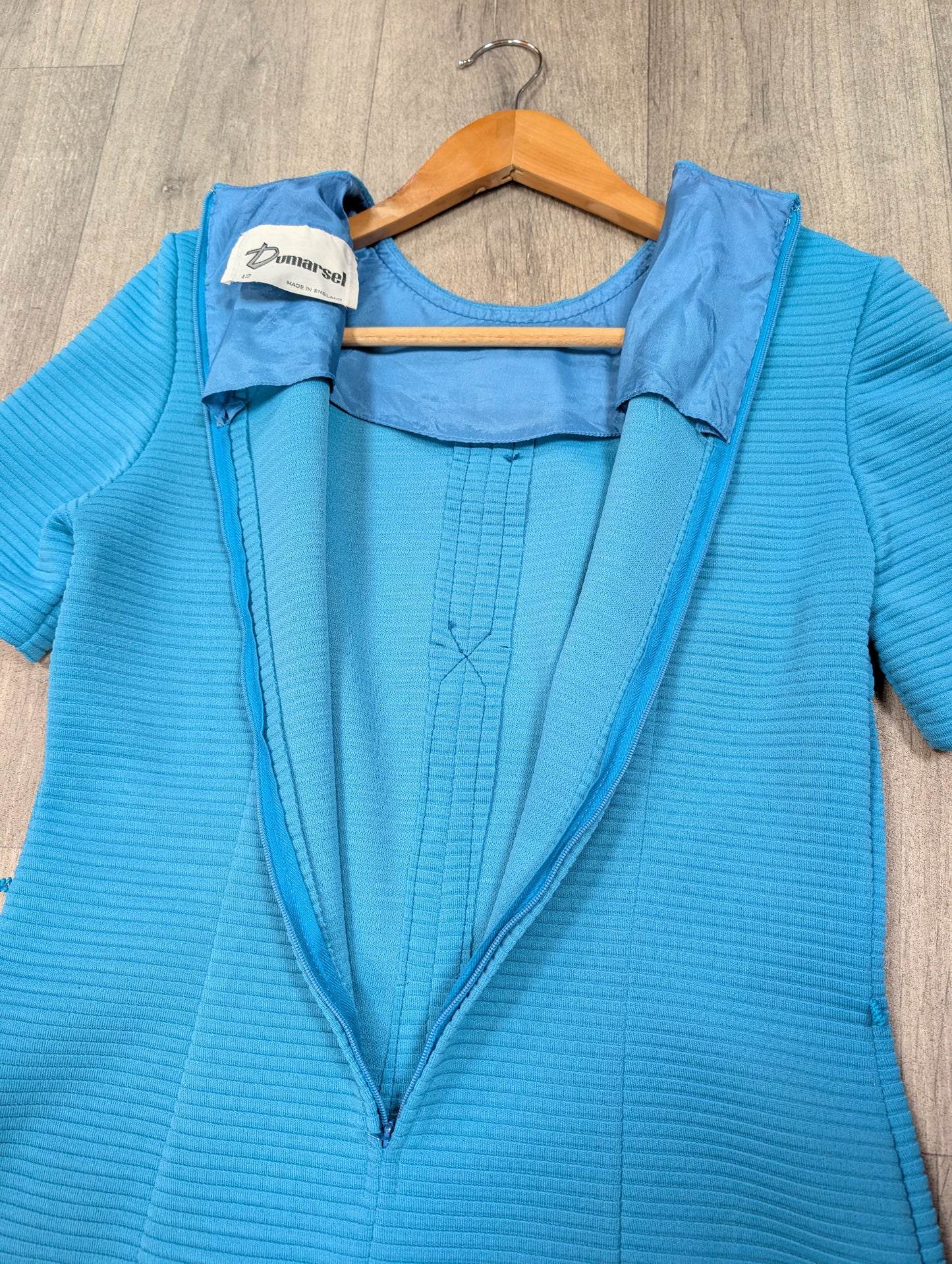 1970s Dumarsel blue dress & belt - S/8/10
