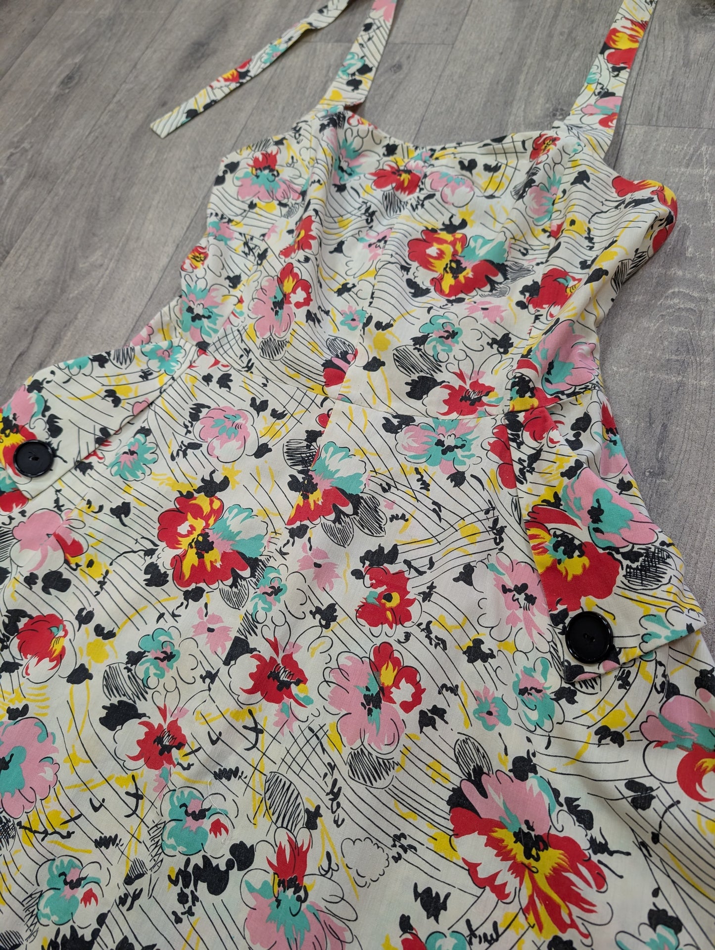 1970s halter neck floral dress - S/10