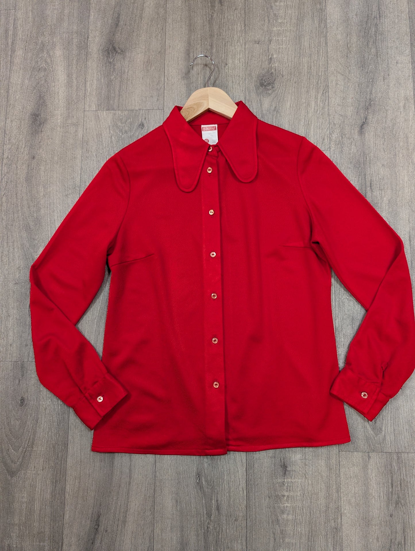 1970s St Michael red crimplene shirt - S/M