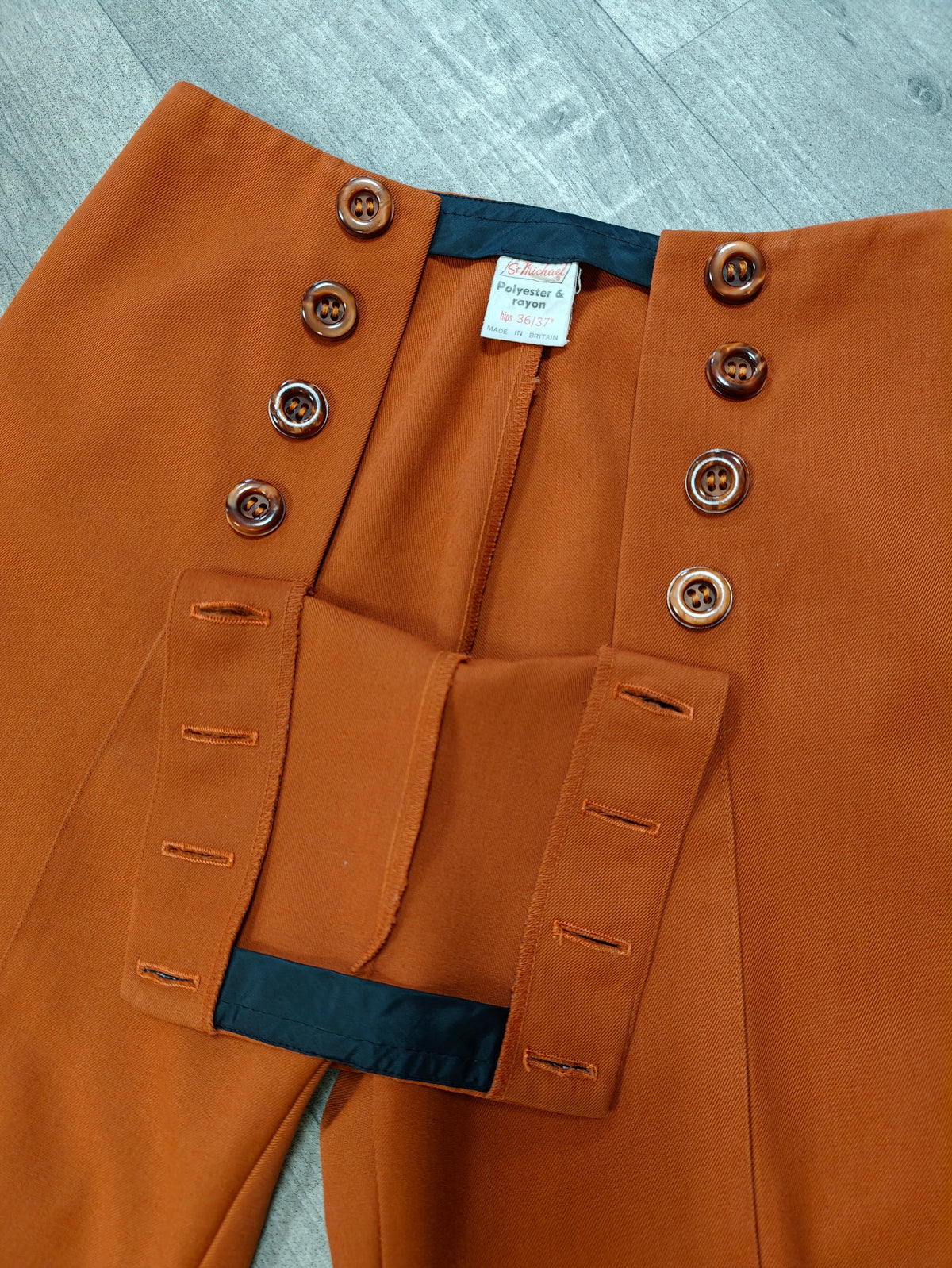 1970s St Michael button front flares - 26" waist