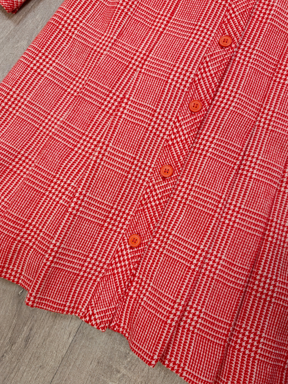 Early 1970s Betty Barclay red check wool blend dress - S/8