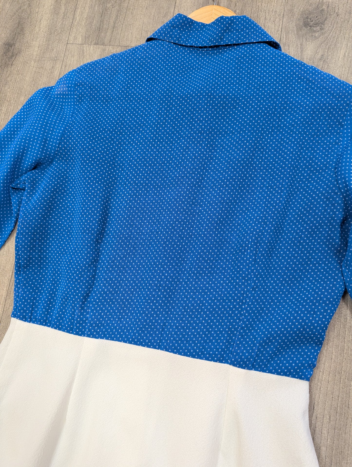 60s/70s blue & white dress - M/12
