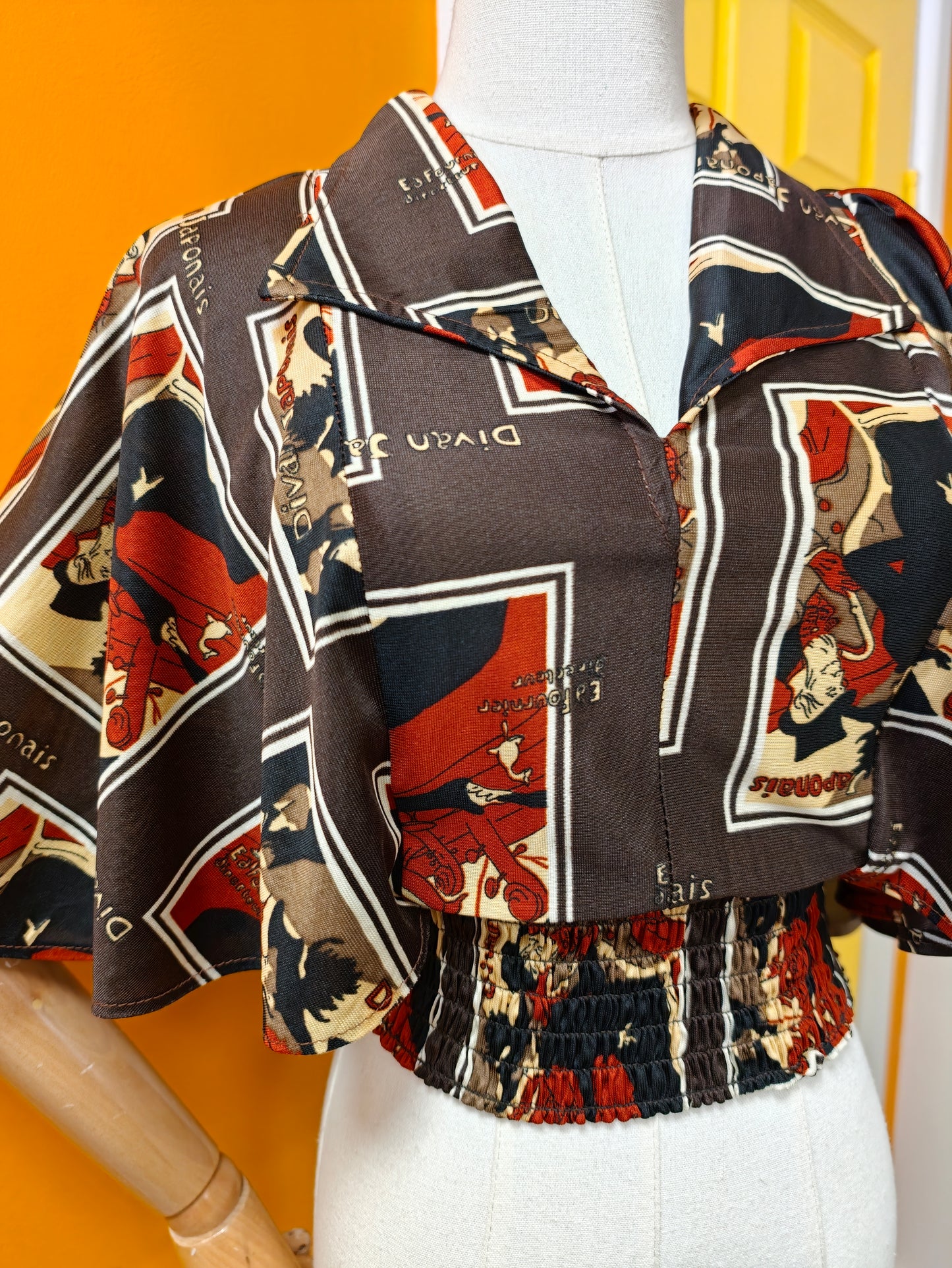 1970s Barry Artist Toulouse Lautrec print top - XS
