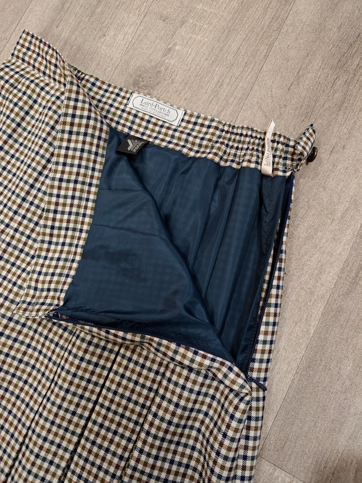 1980s Laird Portch check wool blend skirt - 30" waist