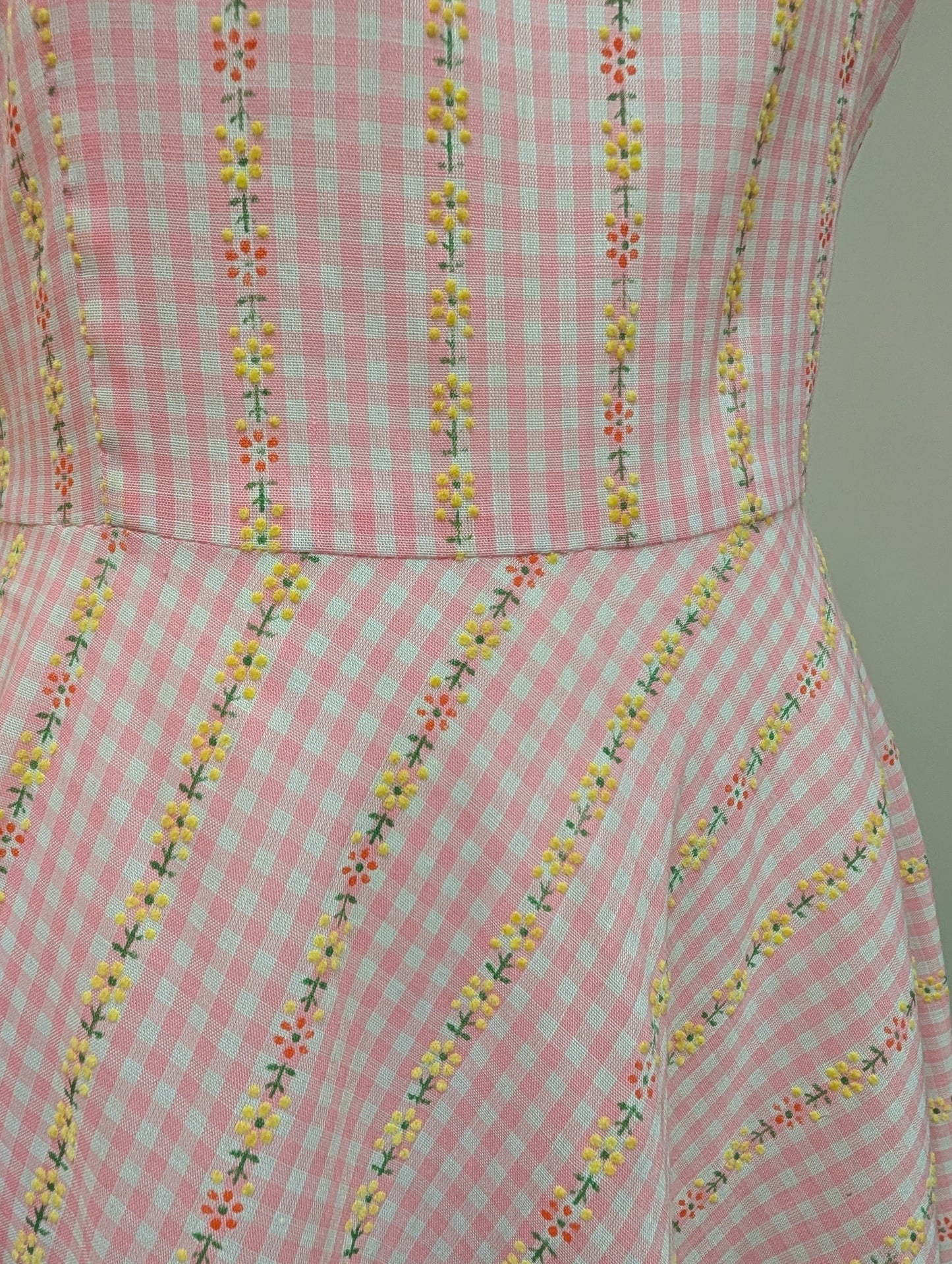 1970s pink floral maxi dress - S/M/10/12