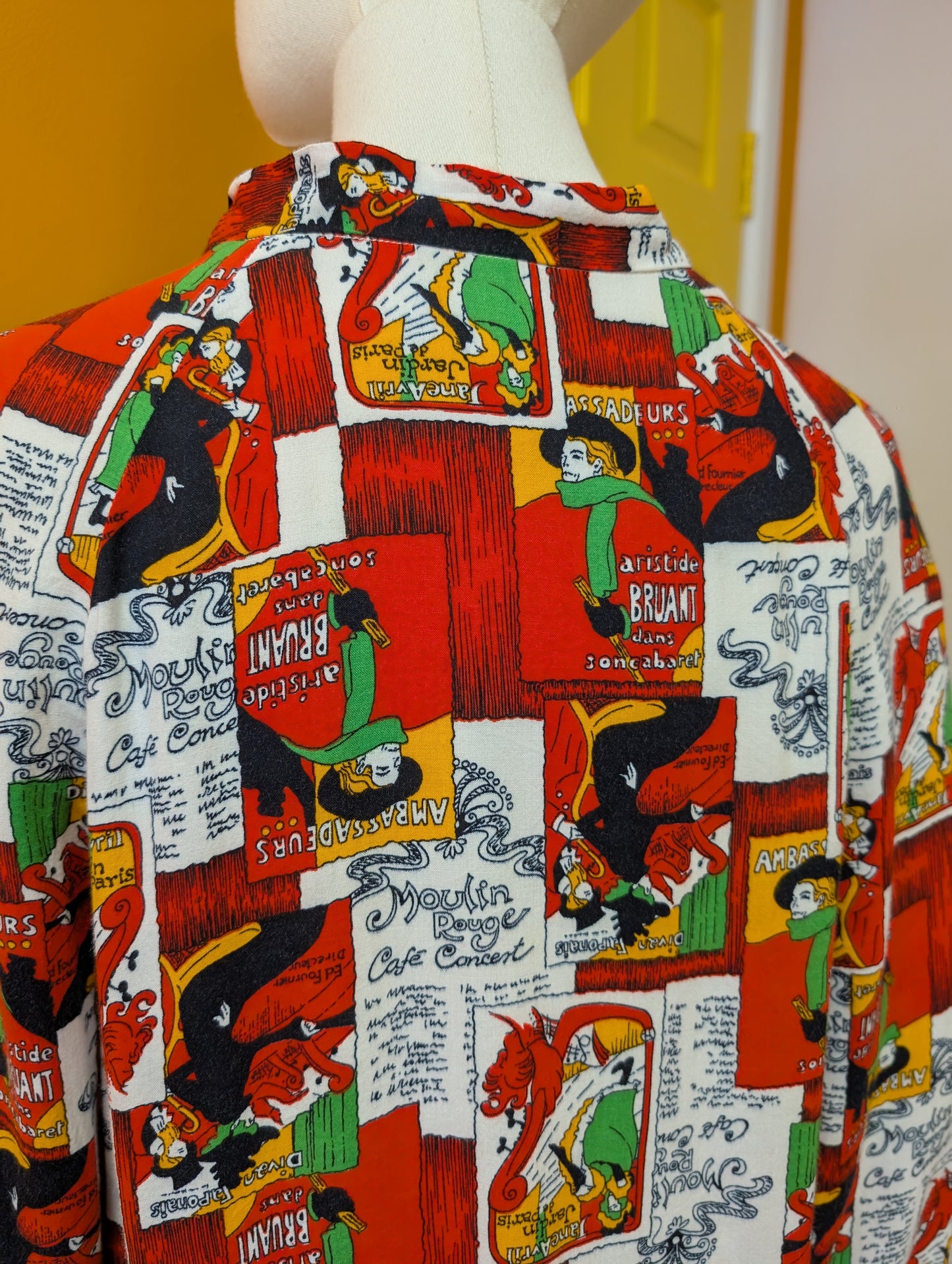 1970s Toulouse Lautrec print blouse - M