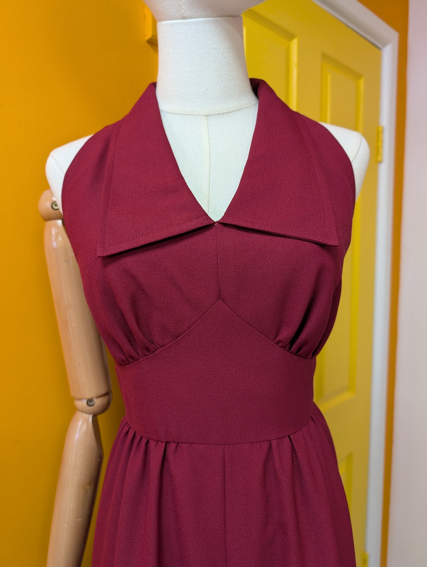 1970s burgundy maxi dress - S/M/10/12