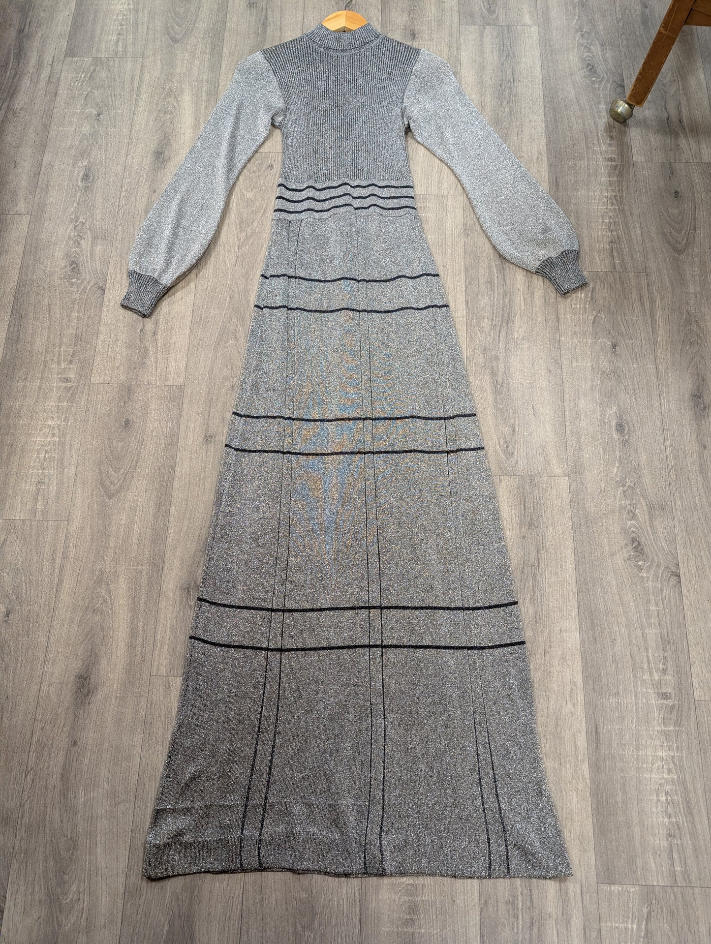 1970s Ian Peters silver lurex maxi dress - XS/6