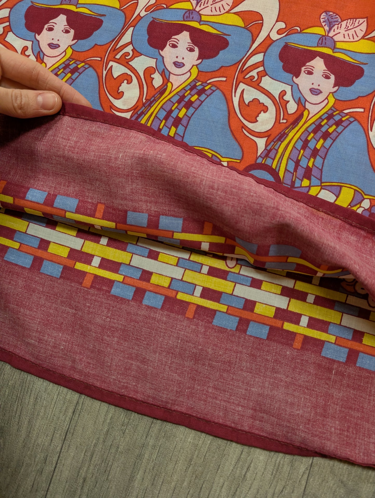 1970s novelty print maxi dress - M