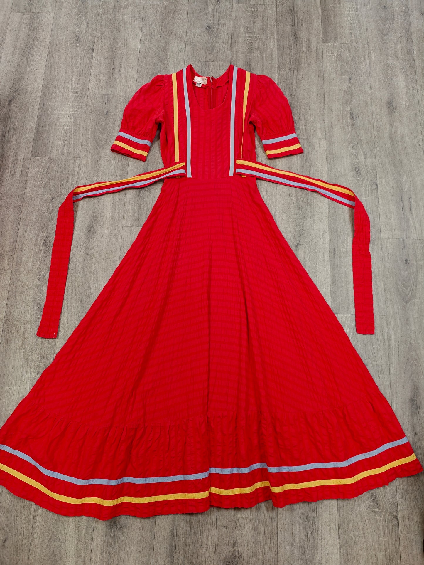1970s Miss Mouse red cotton maxi dress - XS/6
