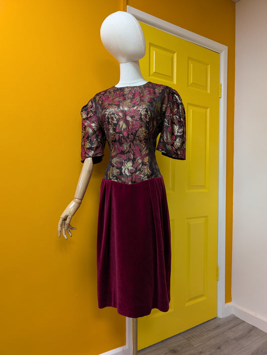 1980s lurex and velvet party dress - M/14