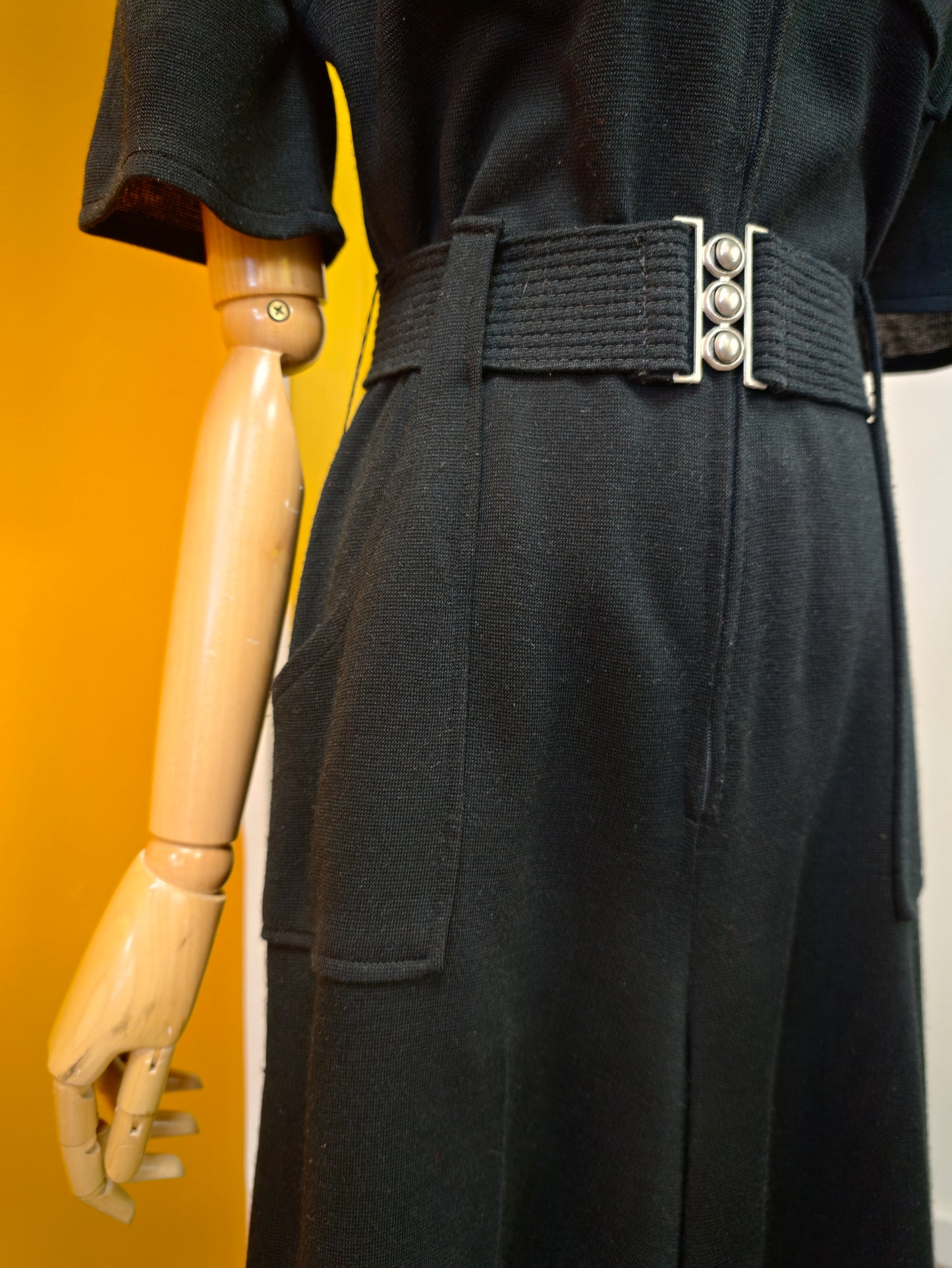 1970s Linzi black jumpsuit + belt - S
