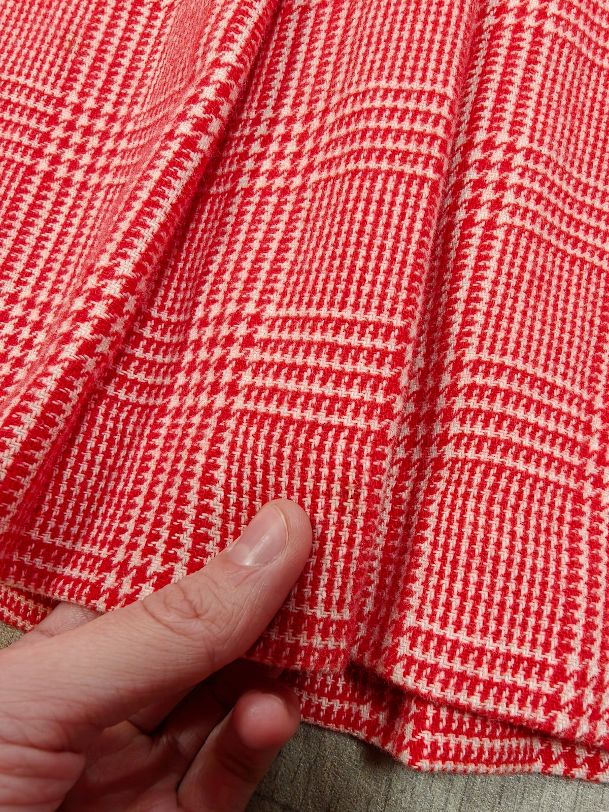 Early 1970s Betty Barclay red check wool blend dress - S/8
