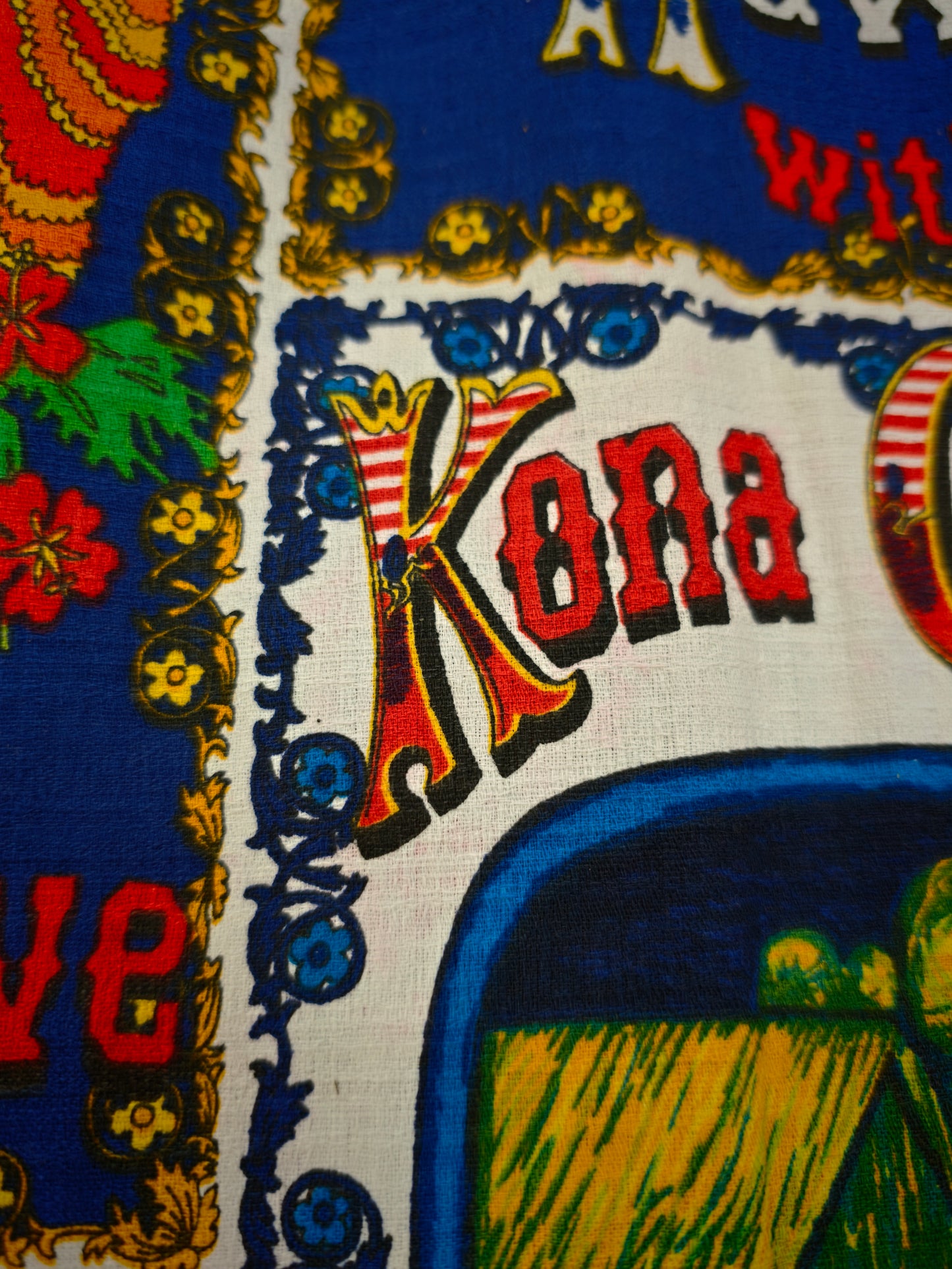 1970s Hawaiian 'Kona Coffee' novelty print top - S