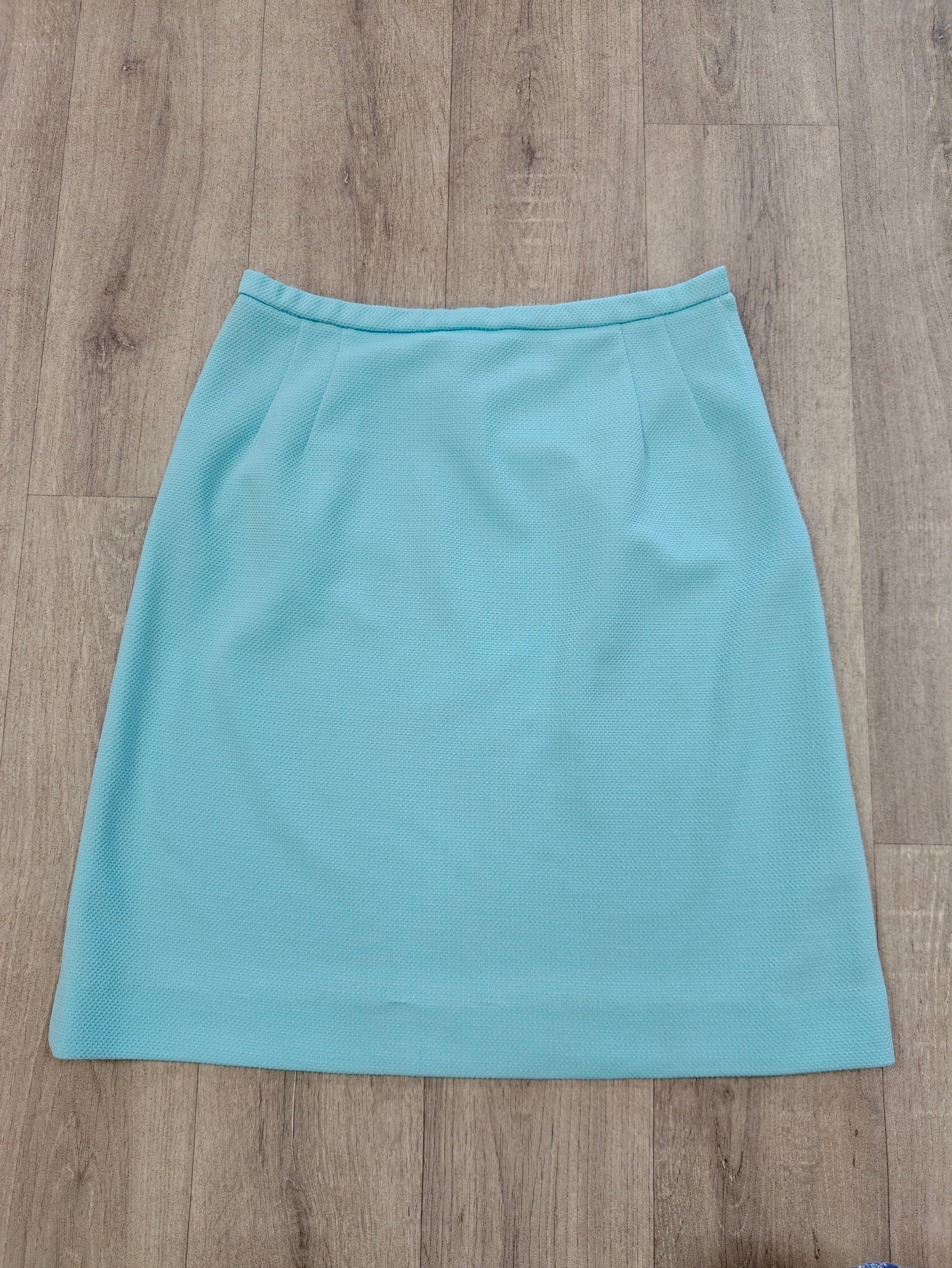 1960s blue crimplene skirt suit - M/14