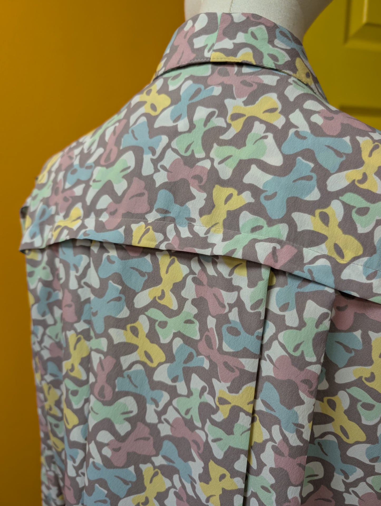 1980s Marquesa bow print jacket/cover up - M