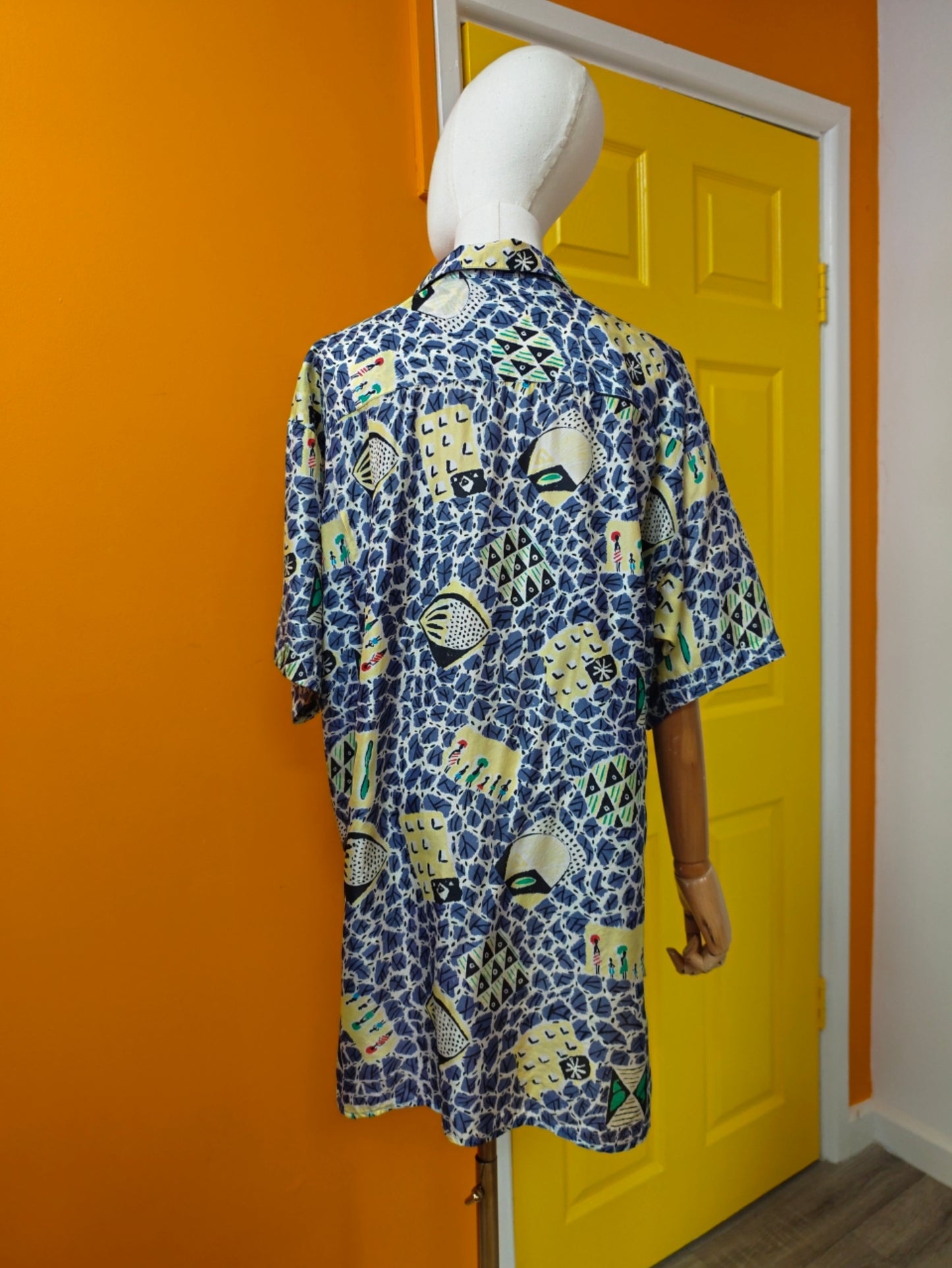 1990s Nicole Farhi novelty print silk shirt - L/XL