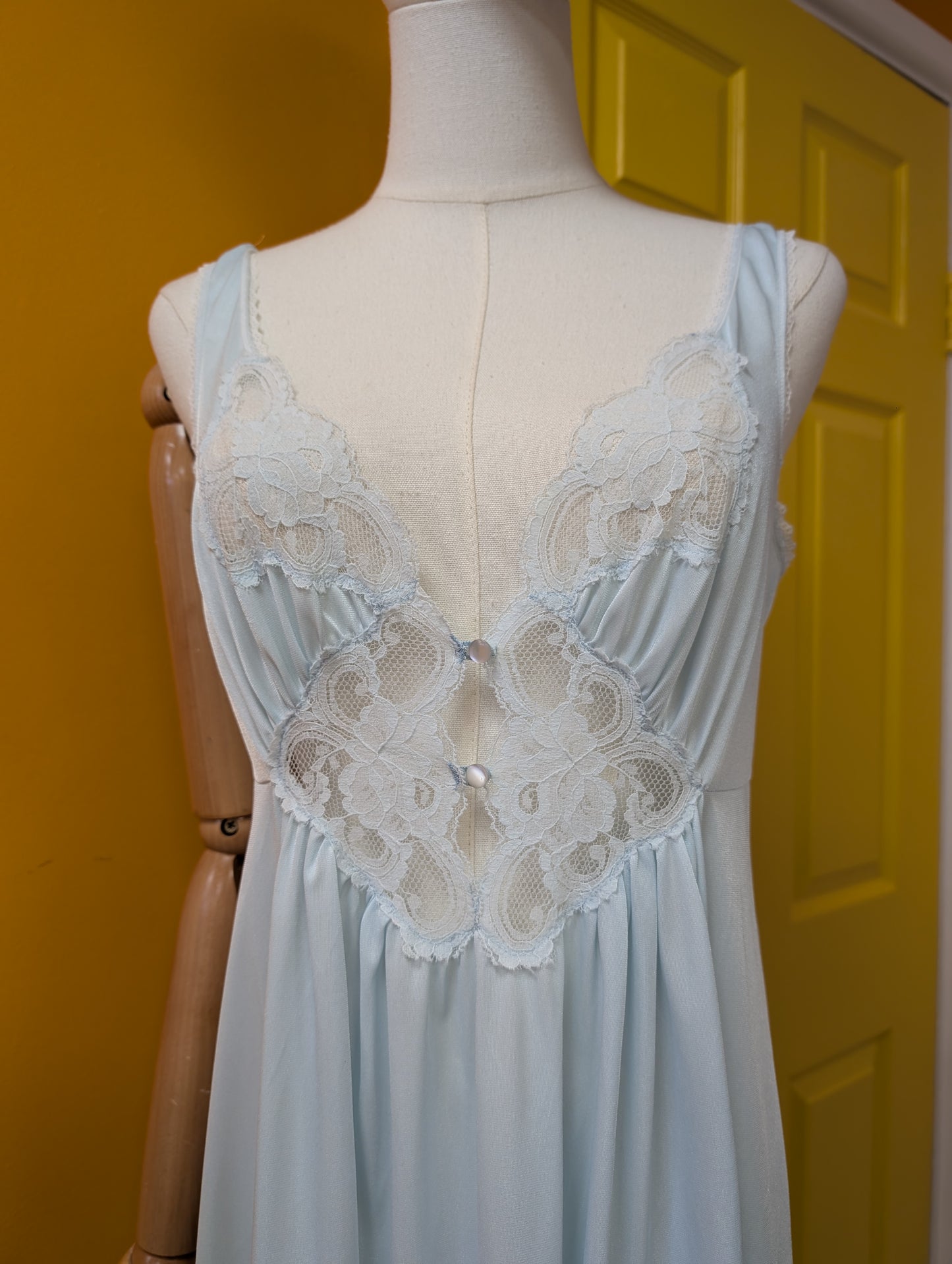 1970s blue nylon nightdress - S/8/10