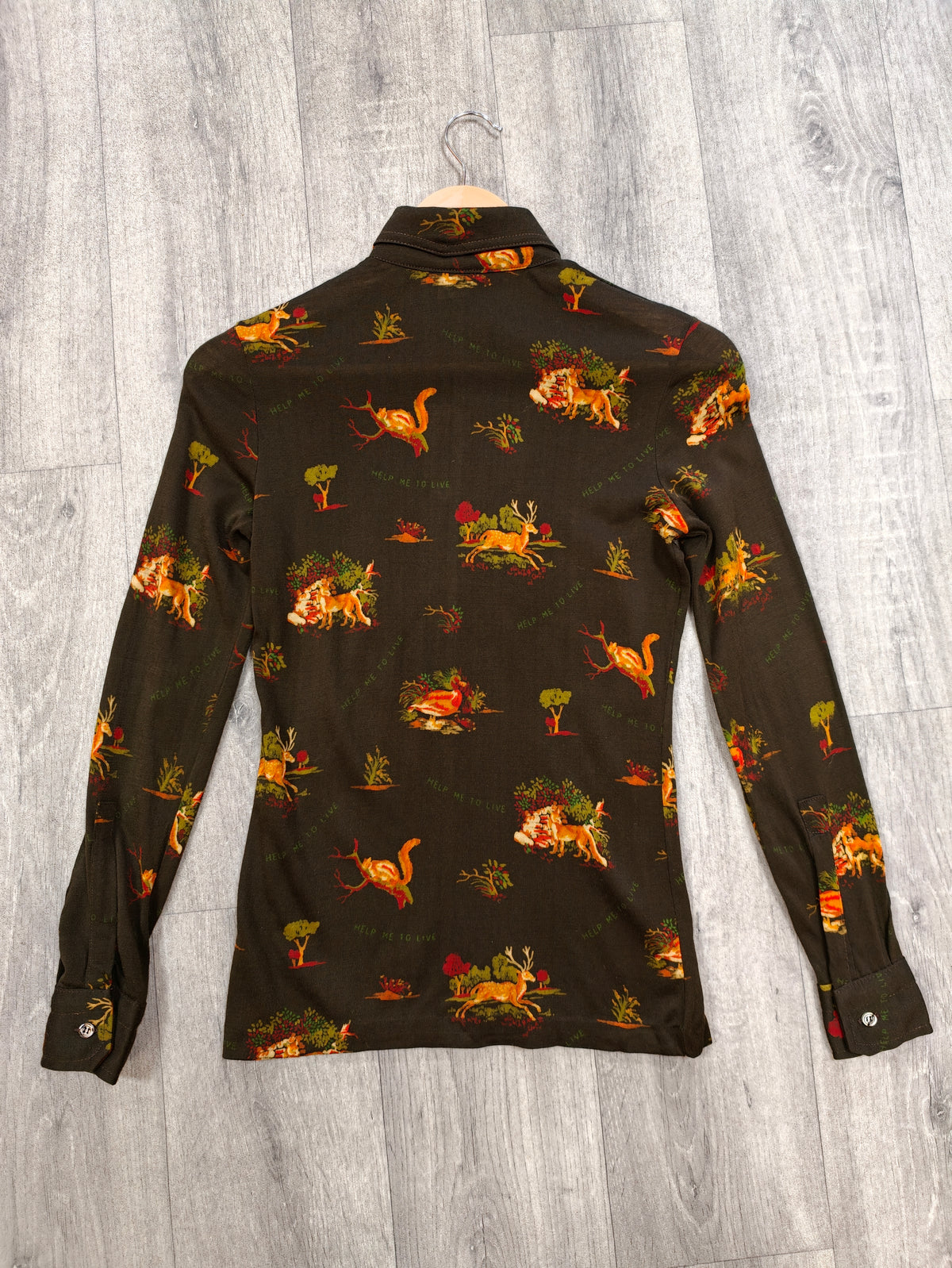 Deadstock 1970s Pooh novelty print 'Help me to live' shirt - XS