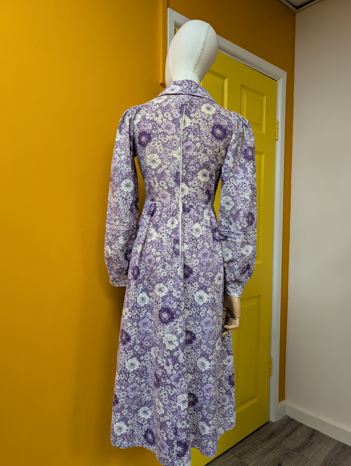 1970s made in Wales Laura Ashley purple floral dress - S/10
