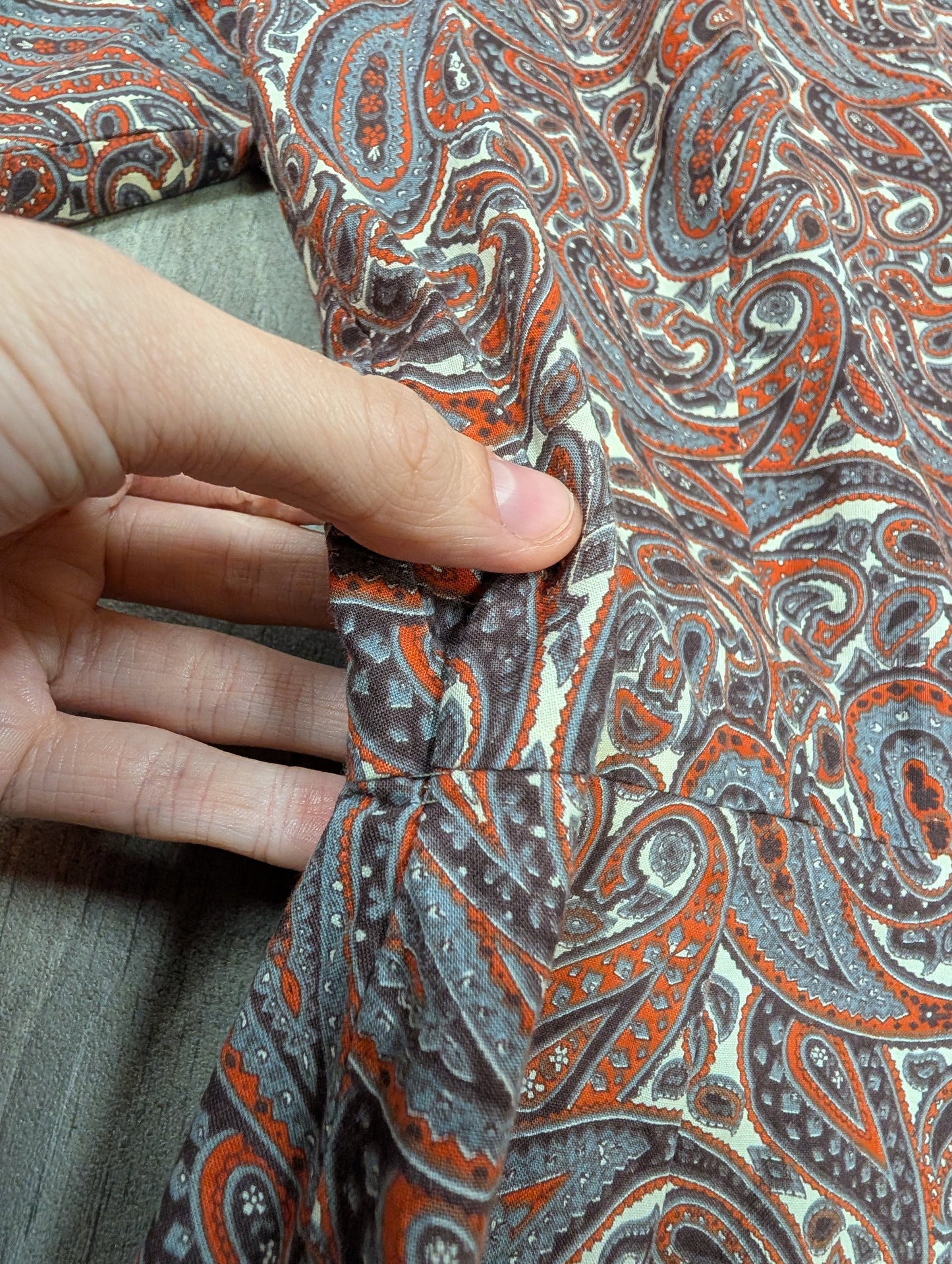 1960s brown paisley dress & belt - M/14