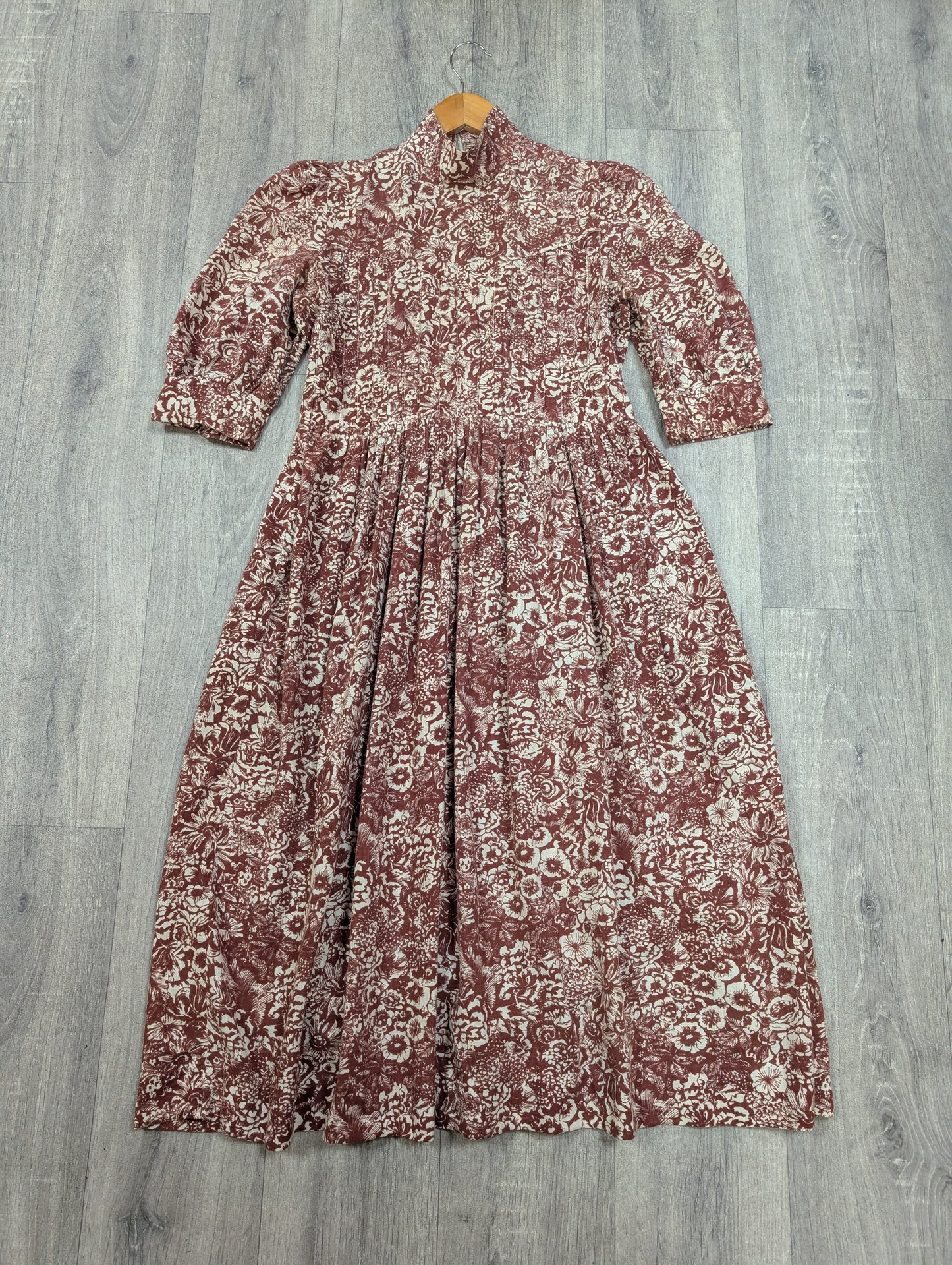 1970s made in Wales Laura Ashley brown dress - S/M/10/12