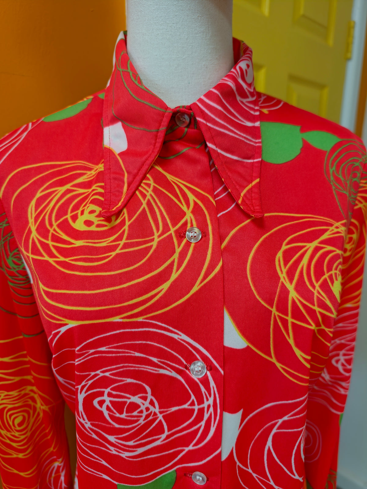 1970s Jantzen dagger collar shirt - M