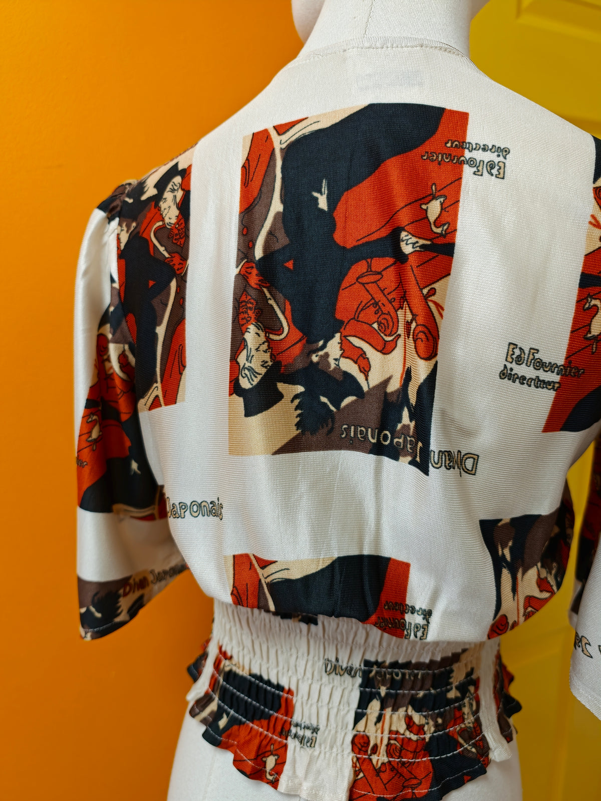 1970s C&A Toulouse Lautrec novelty print top - XS