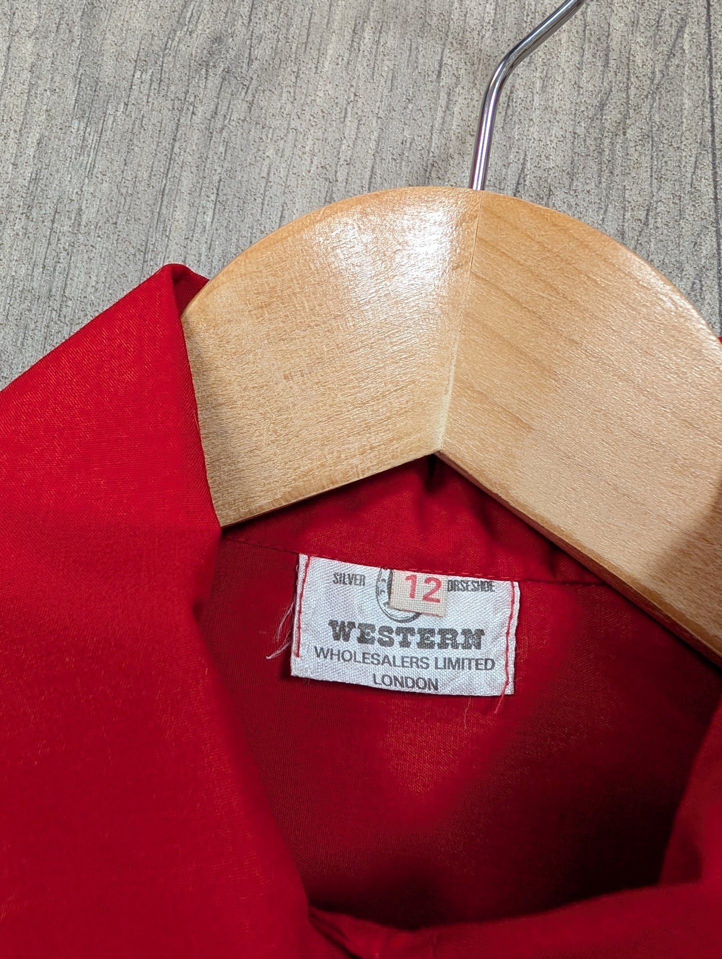 1970s red & silver western shirt - S/M