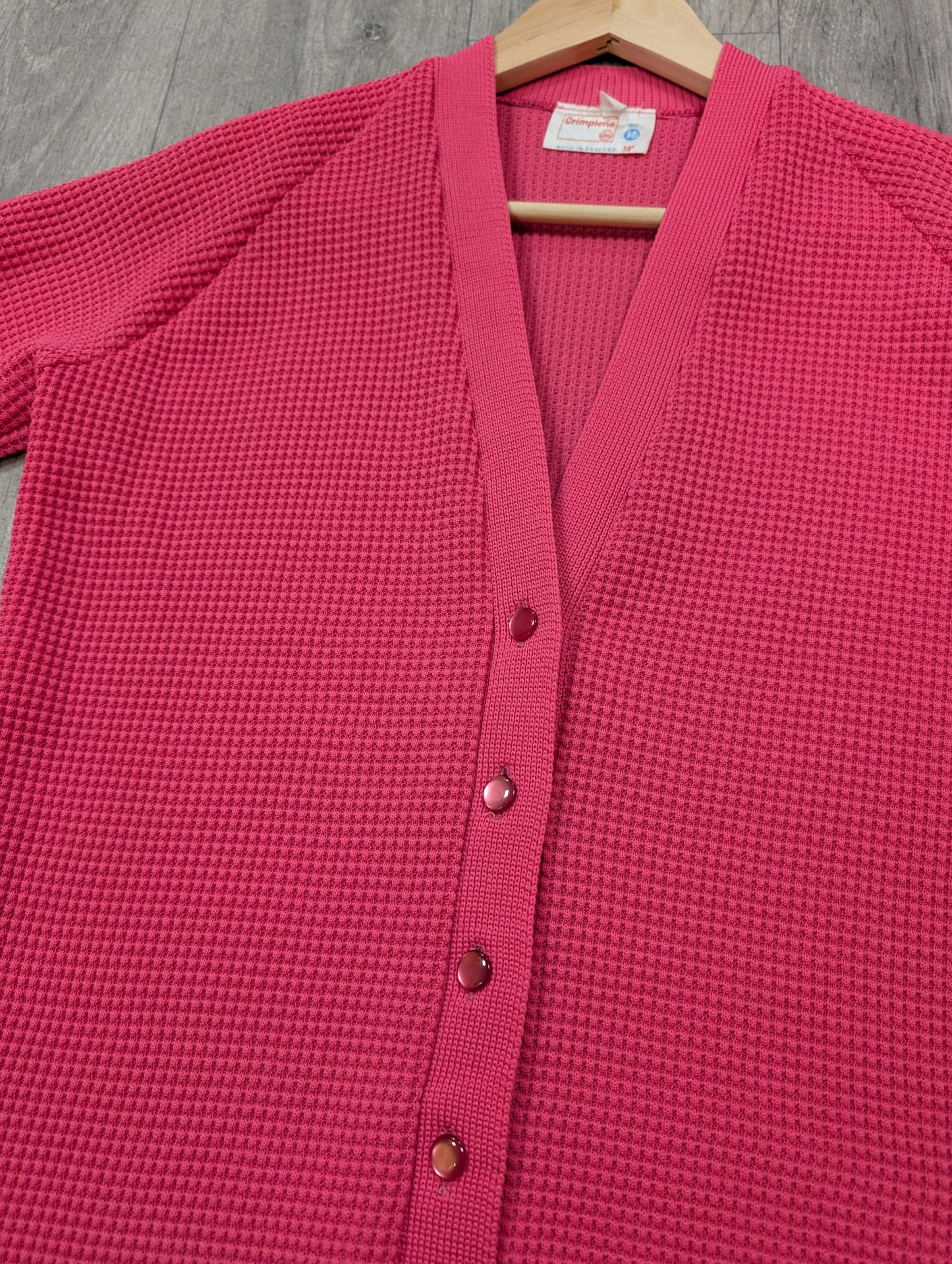 1960s pink crimplene cardigan - S/M