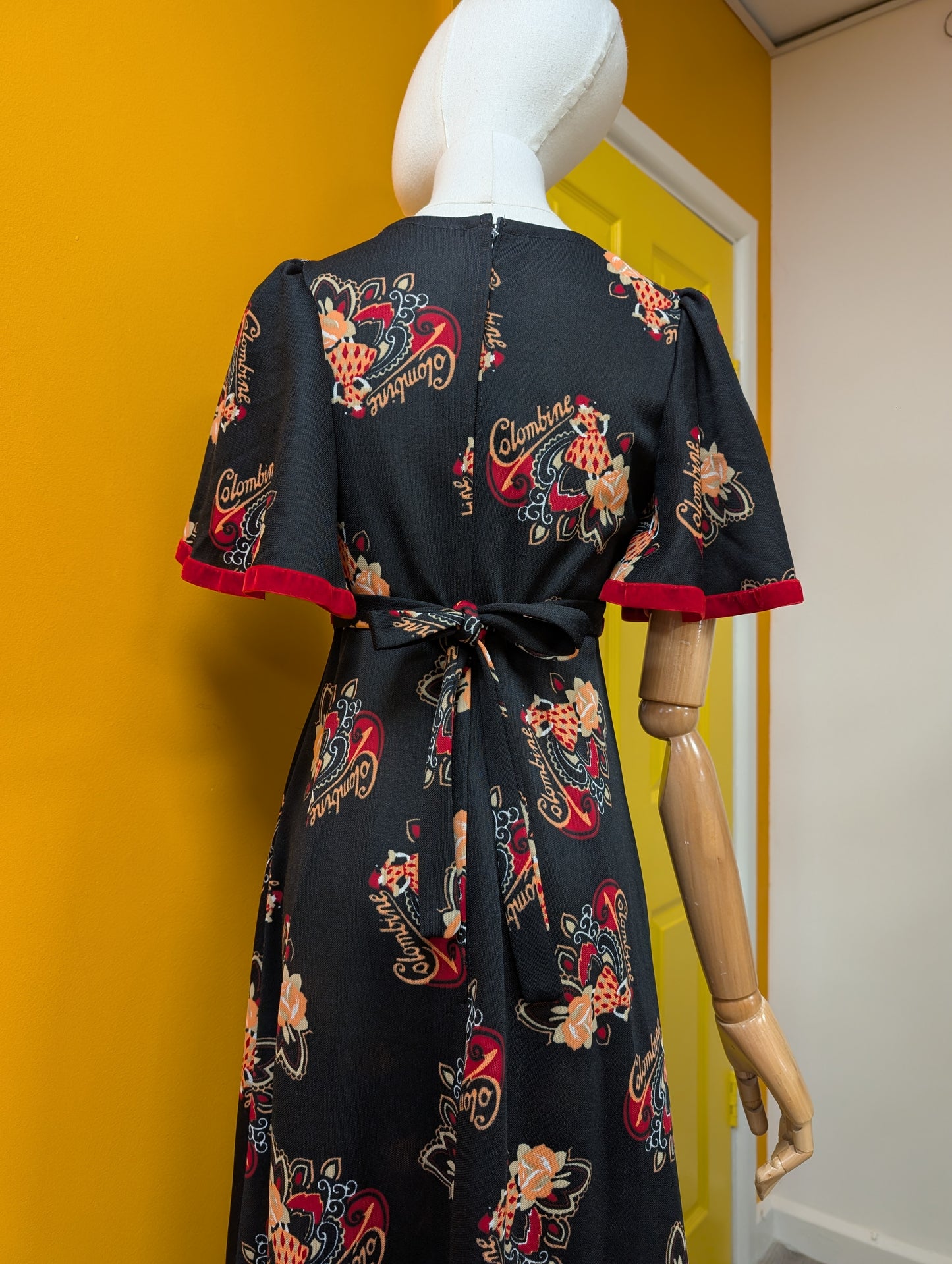 1970s Columbine novelty print maxi dress - S/8/10