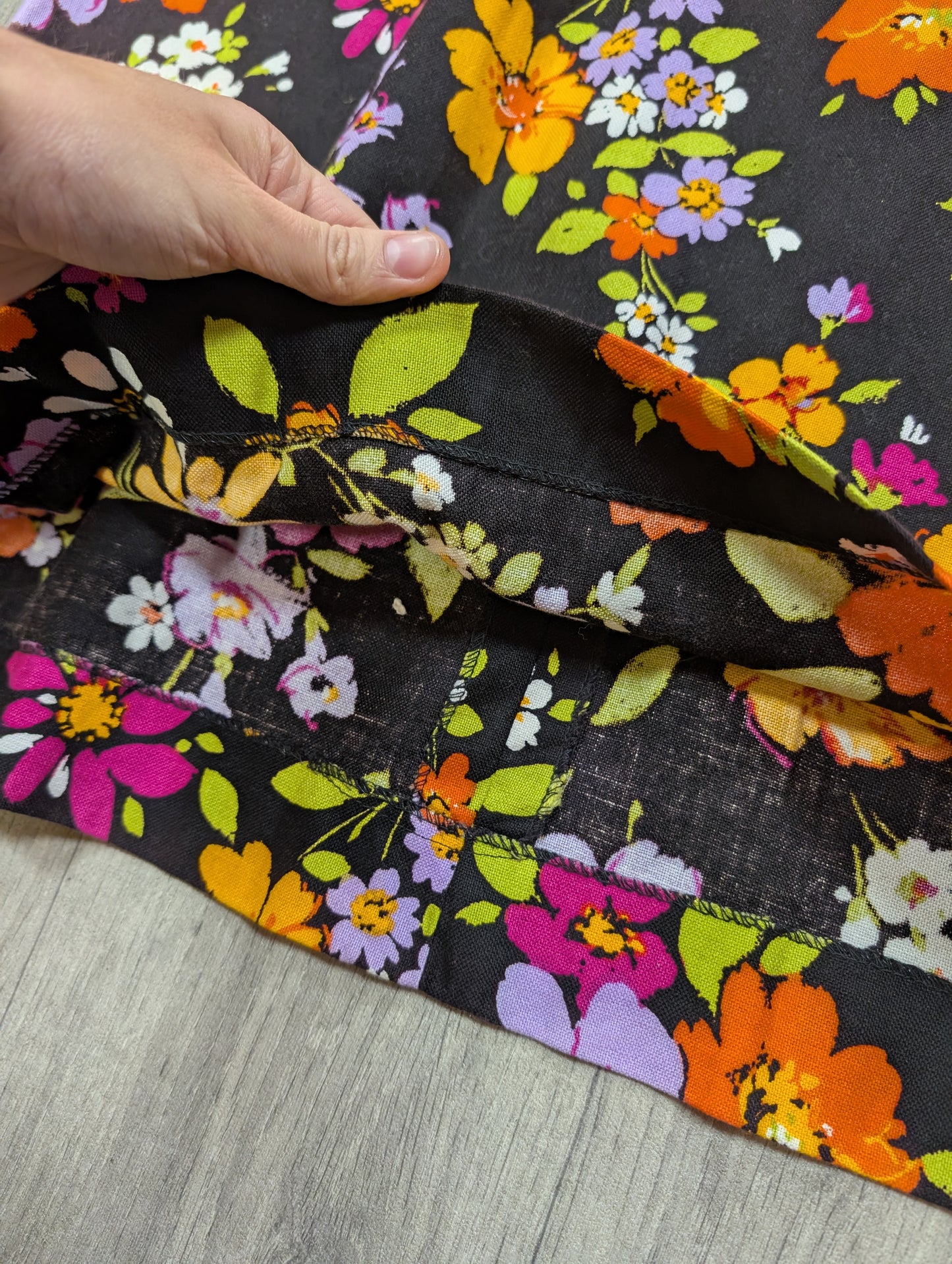 60s/70s Polly Peck psychedelic floral cotton dress - XS/S/6/8