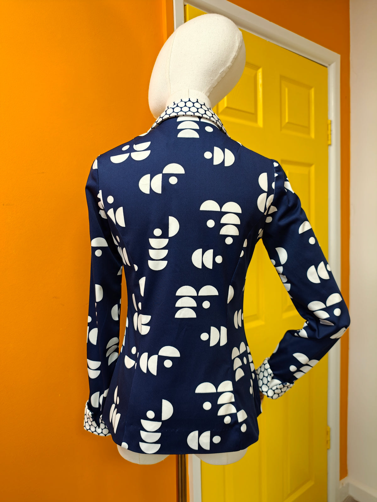 1970s navy/white shirt - XS/S