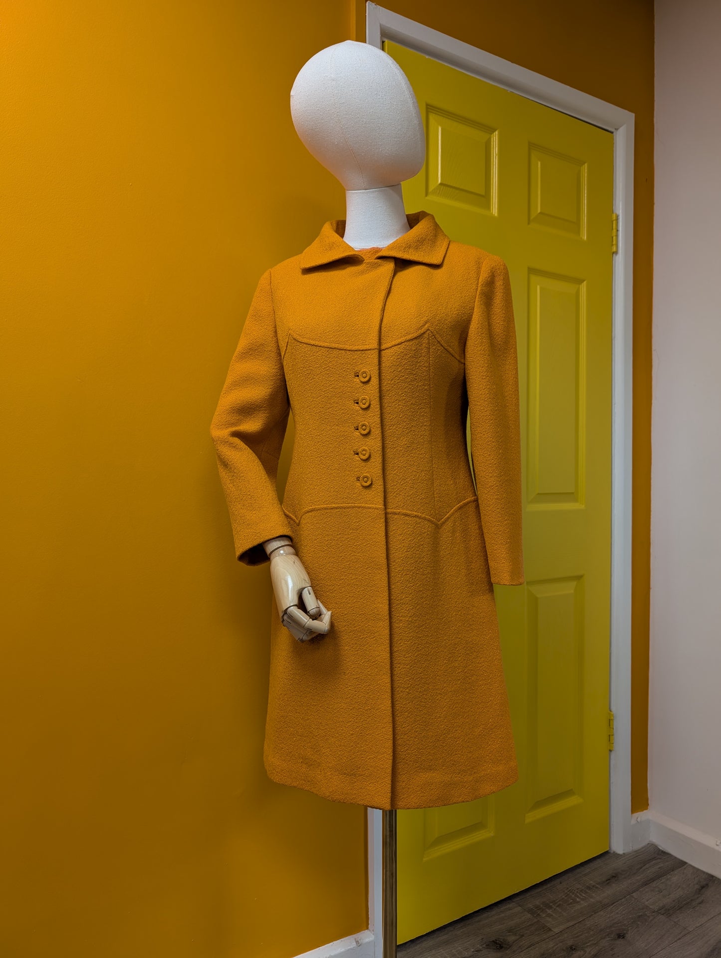 1960s Aubrey Segal orange boucle wool dress & coat - S/8/10