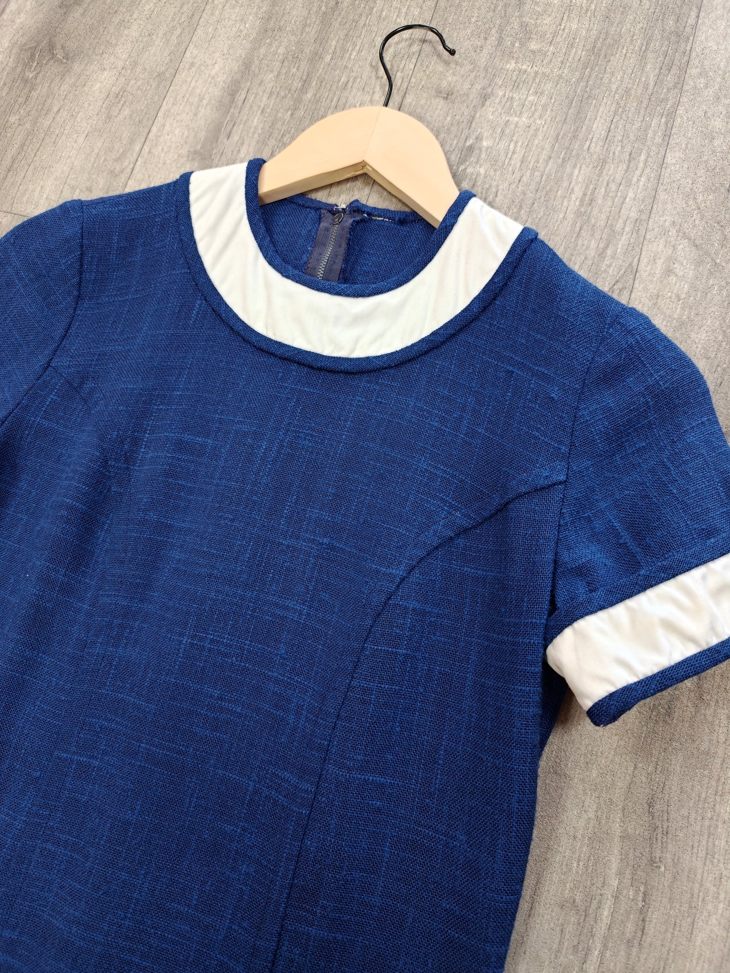 1960s blue & white dress - XS/S/6/8