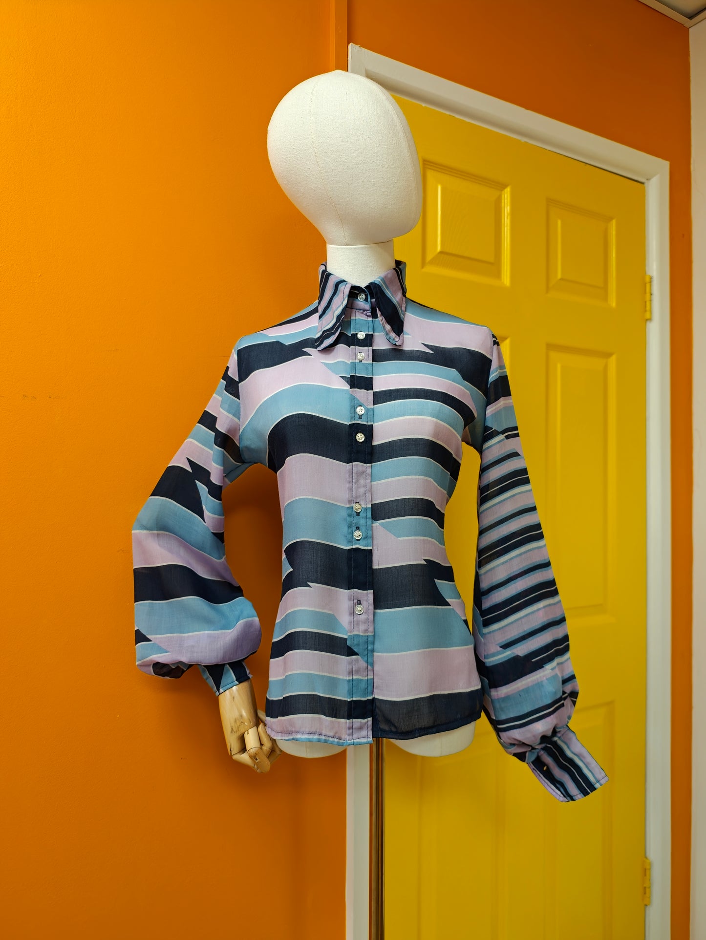 1970s Mark Roberts balloon sleeve shirt - S/M