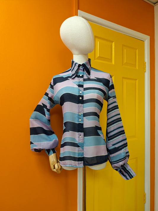 1970s Mark Roberts balloon sleeve shirt - S/M