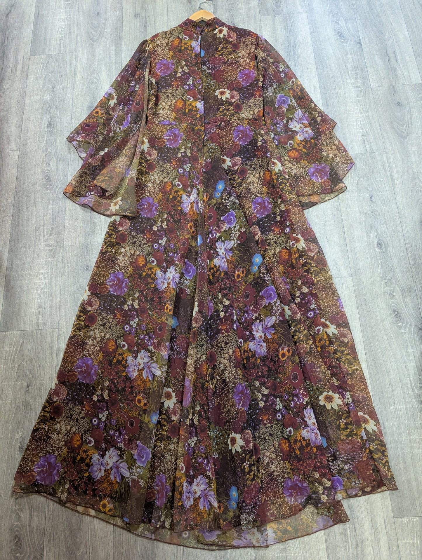 1970s Karida floral maxi dress - M/12