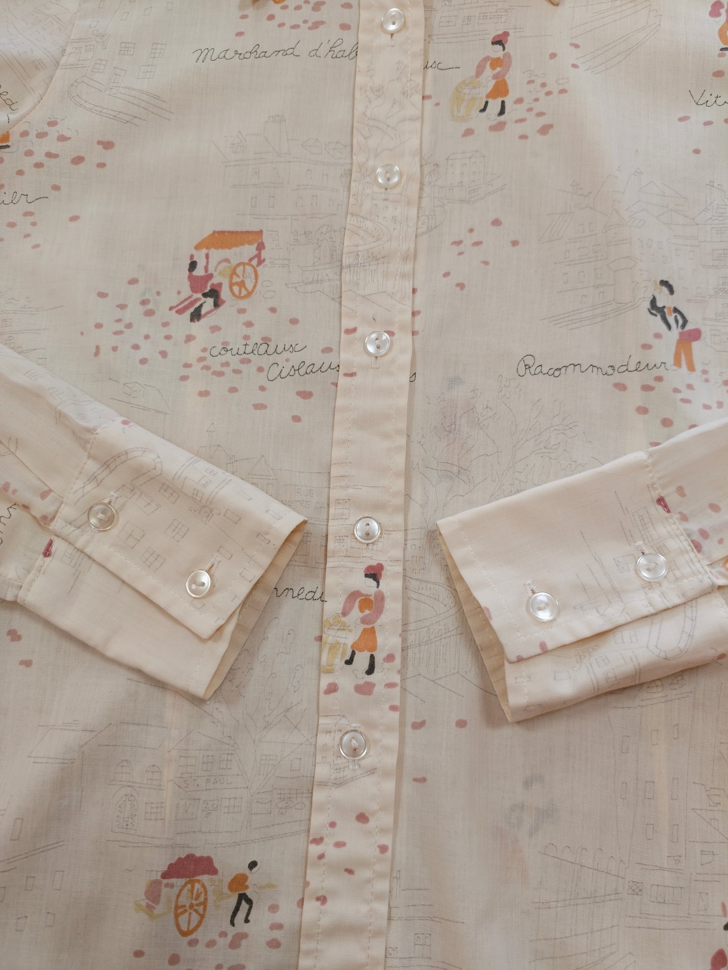1970s Spinney novelty print dagger collar shirt - S/M