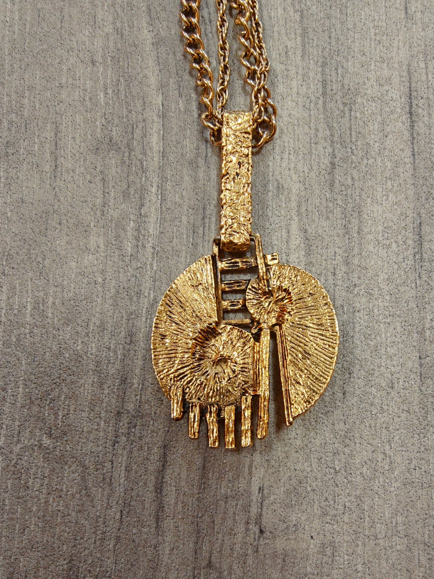 60s/70s gold tone brutalist necklace