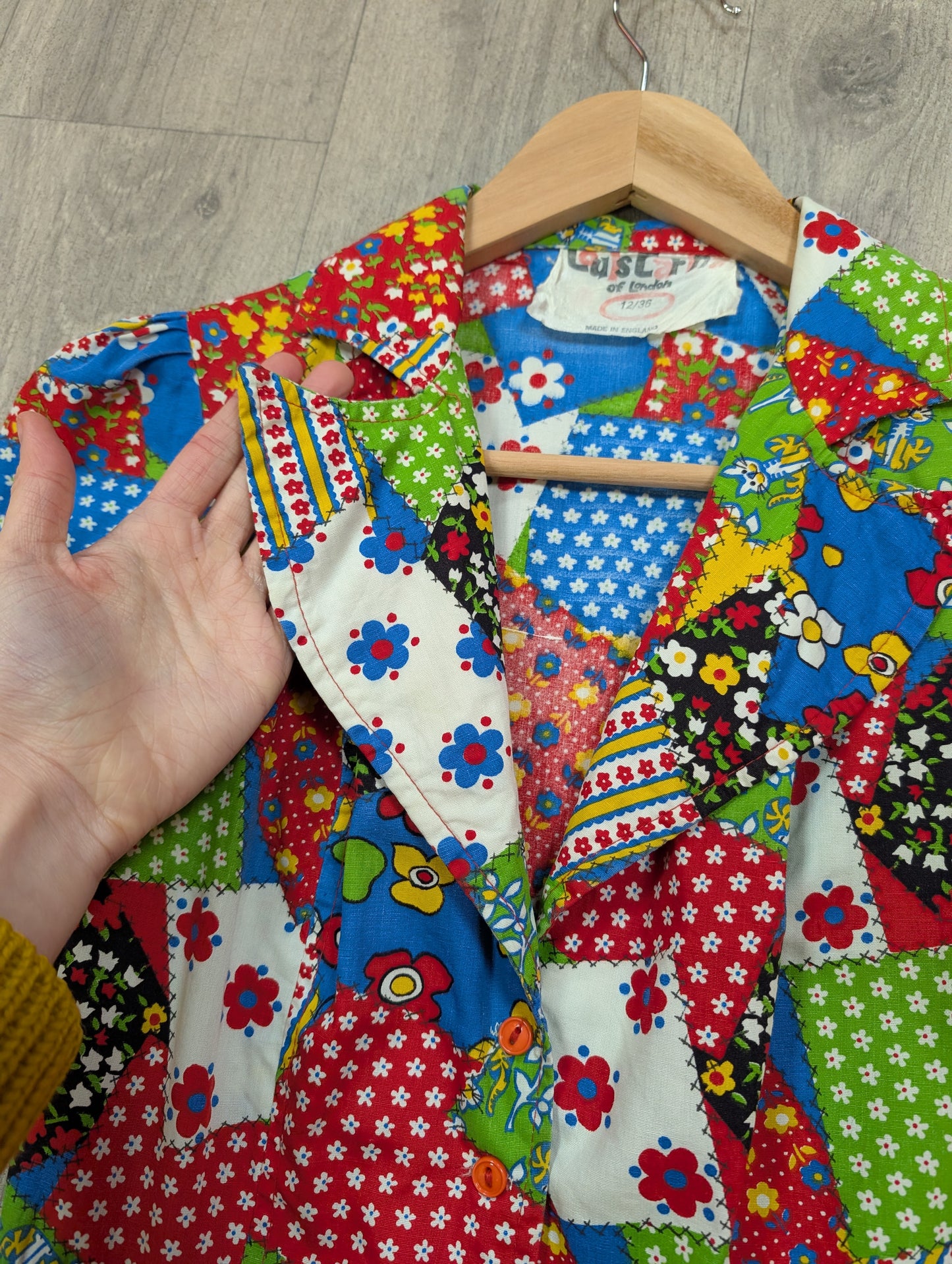 1970s Louis Caring novelty patchwork print - XS