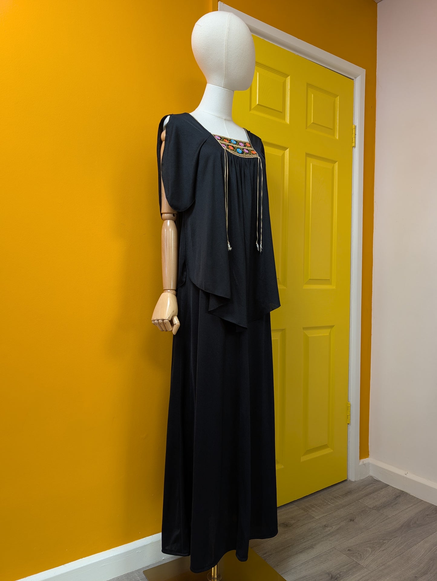1970s Mr Darren black maxi dress - S/8