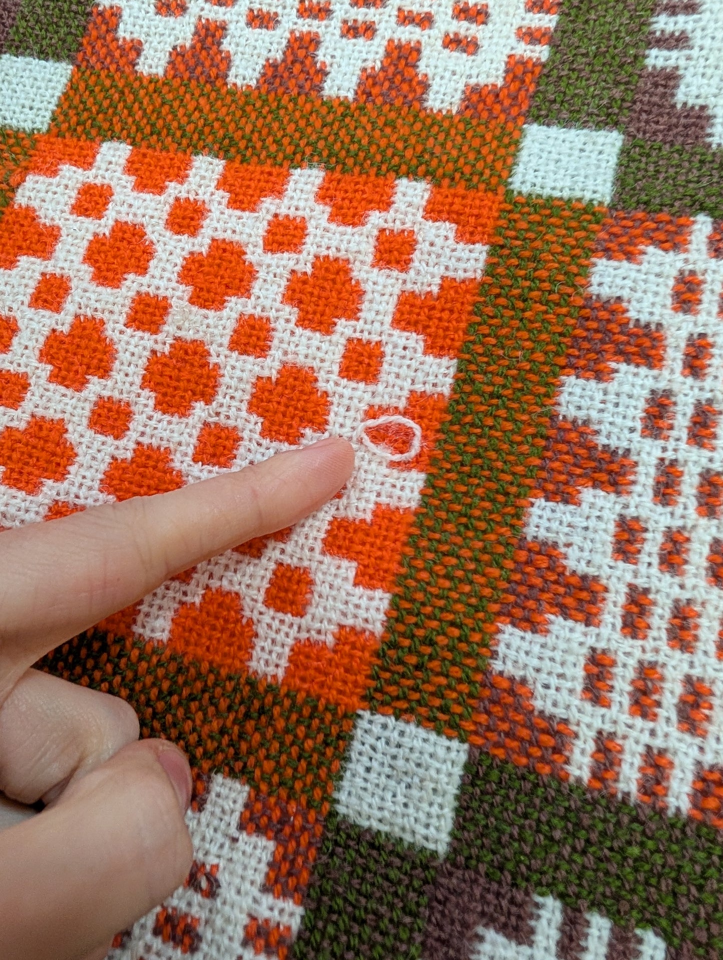 Gorgeous Derw Welsh tapestry wool fringed orange blanket