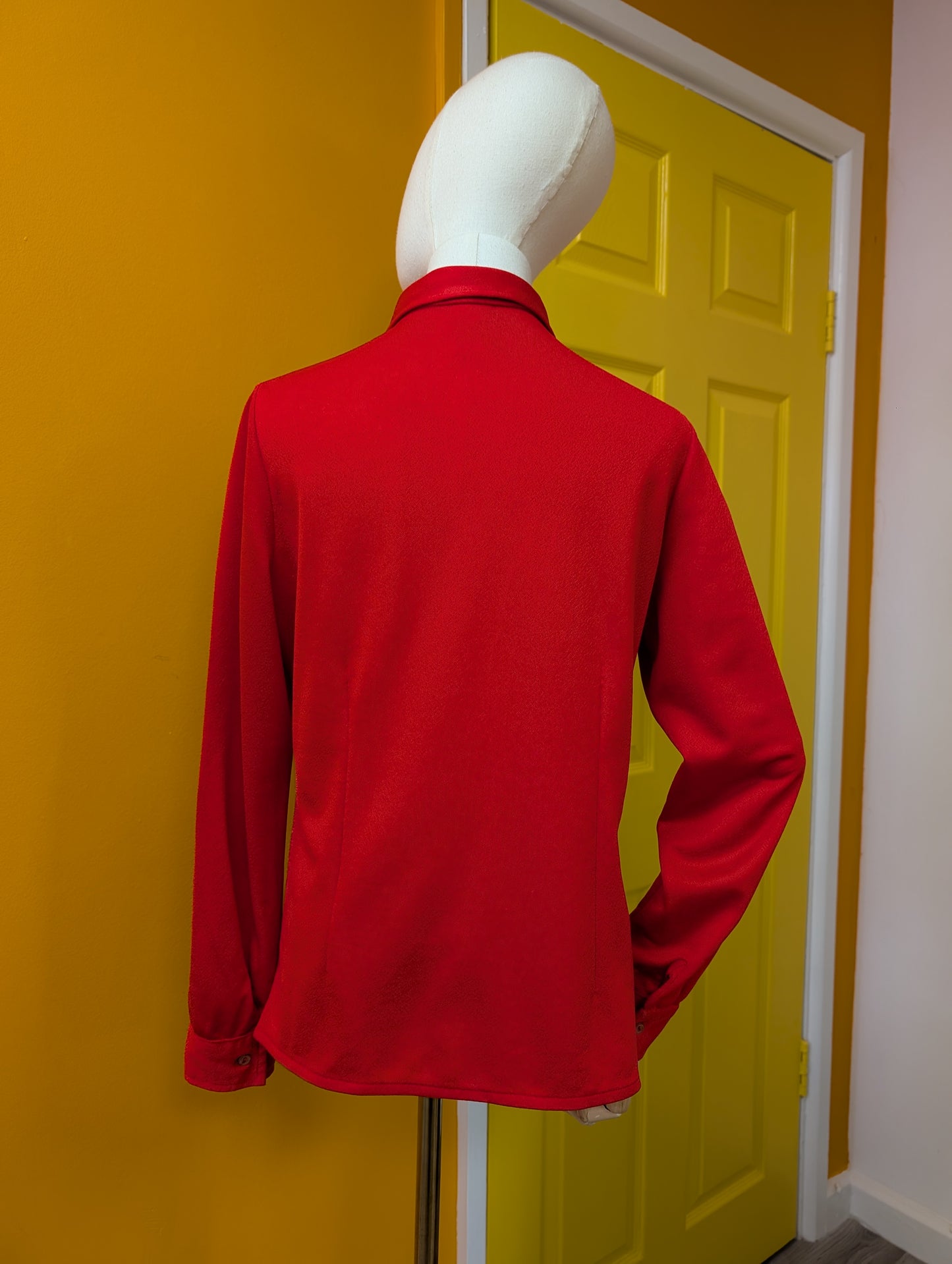 1970s St Michael red crimplene shirt - S/M