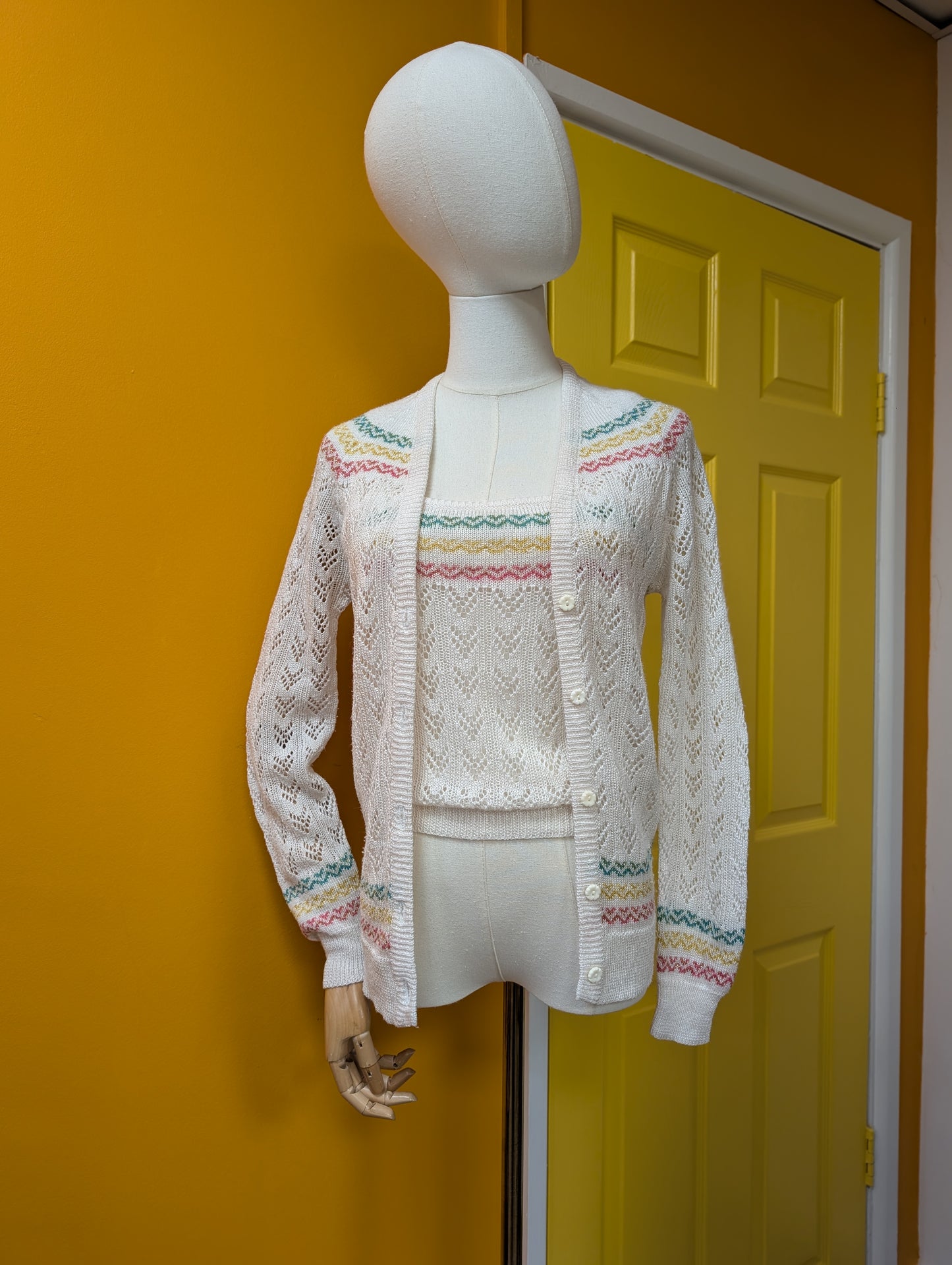1980s Sunhanit knitted acrylic & lurex 2 piece - XS/S