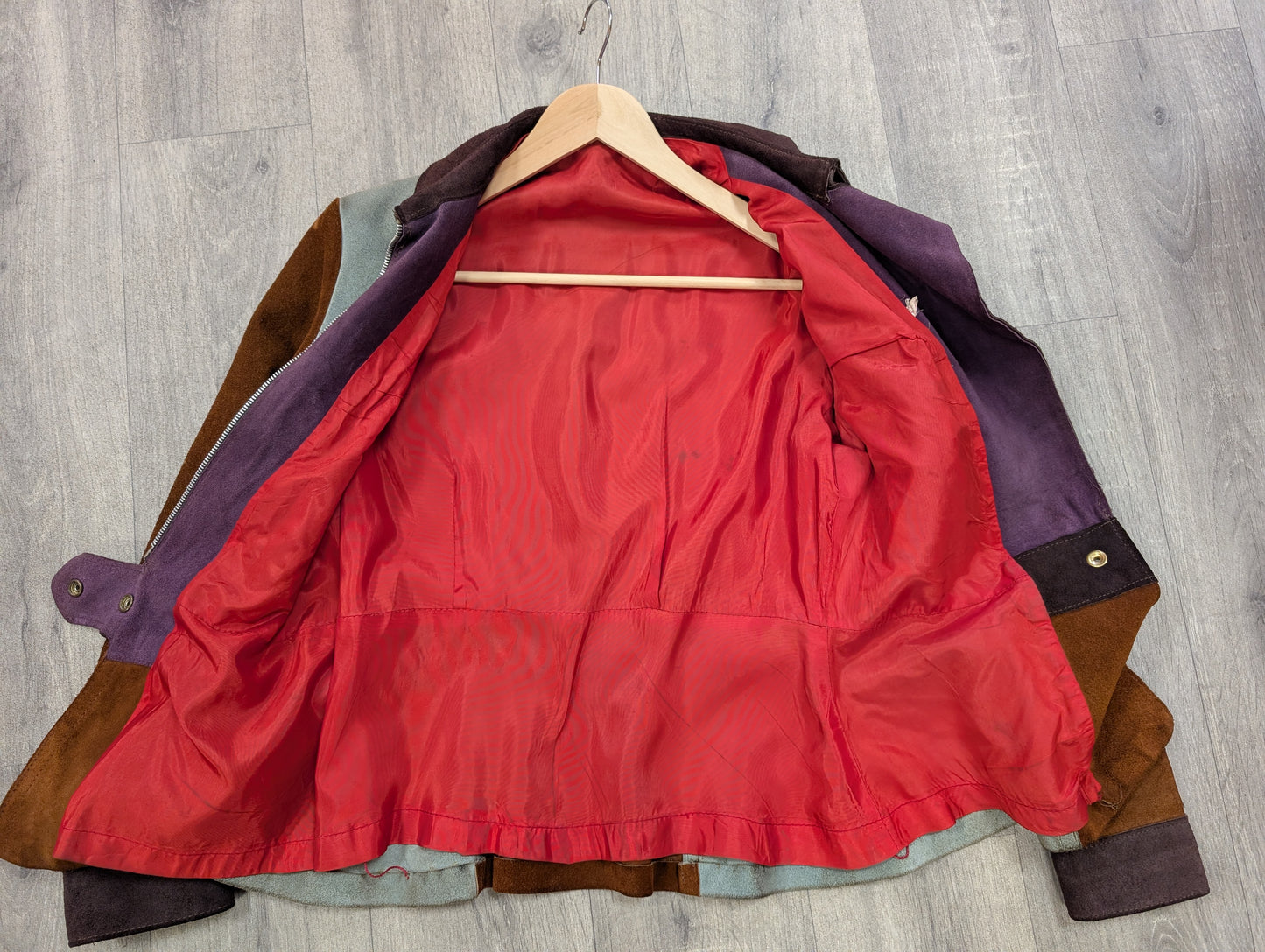 Epic 1970s colour block suede jacket - S/8