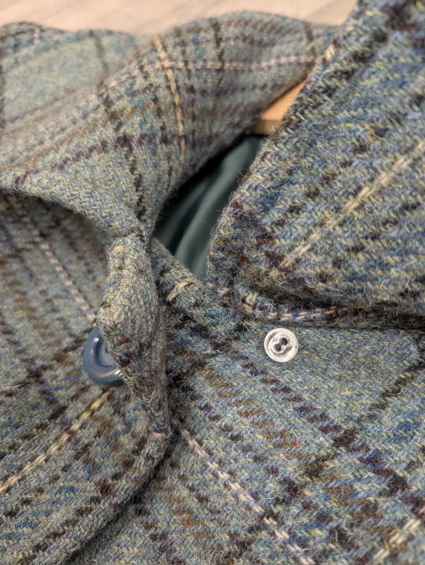 1970s wool blend coat, belt & scarf